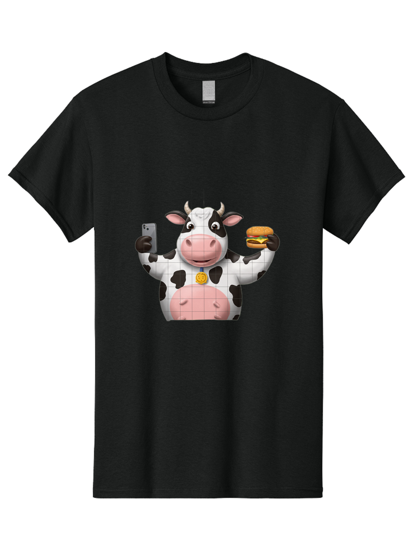 Cow-With-Burger-And-Phone Men'S Graphic Tee, 100% Cotton, Comfortable Casual Summer Wear, Machine Washable, Vintage Camera, Old Camera, Antique Camera, Black Camera, Classic Photography, Photography Equipment, Nostalgic Device, Film Camera, Bah818