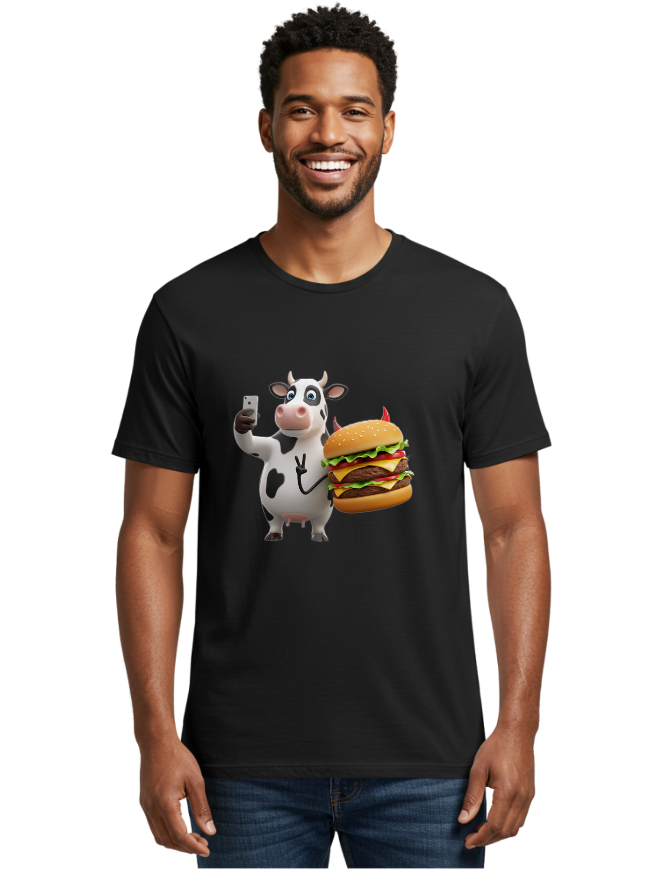 Cow-With-Burger Men'S Graphic Tee, 100% Cotton, Comfortable Casual Summer Wear, Machine Washable, Vintage Camera, Old Camera, Antique Camera, Black Camera, Classic Photography, Photography Equipment, Nostalgic Device, Film Camera, Camera Art Bah819