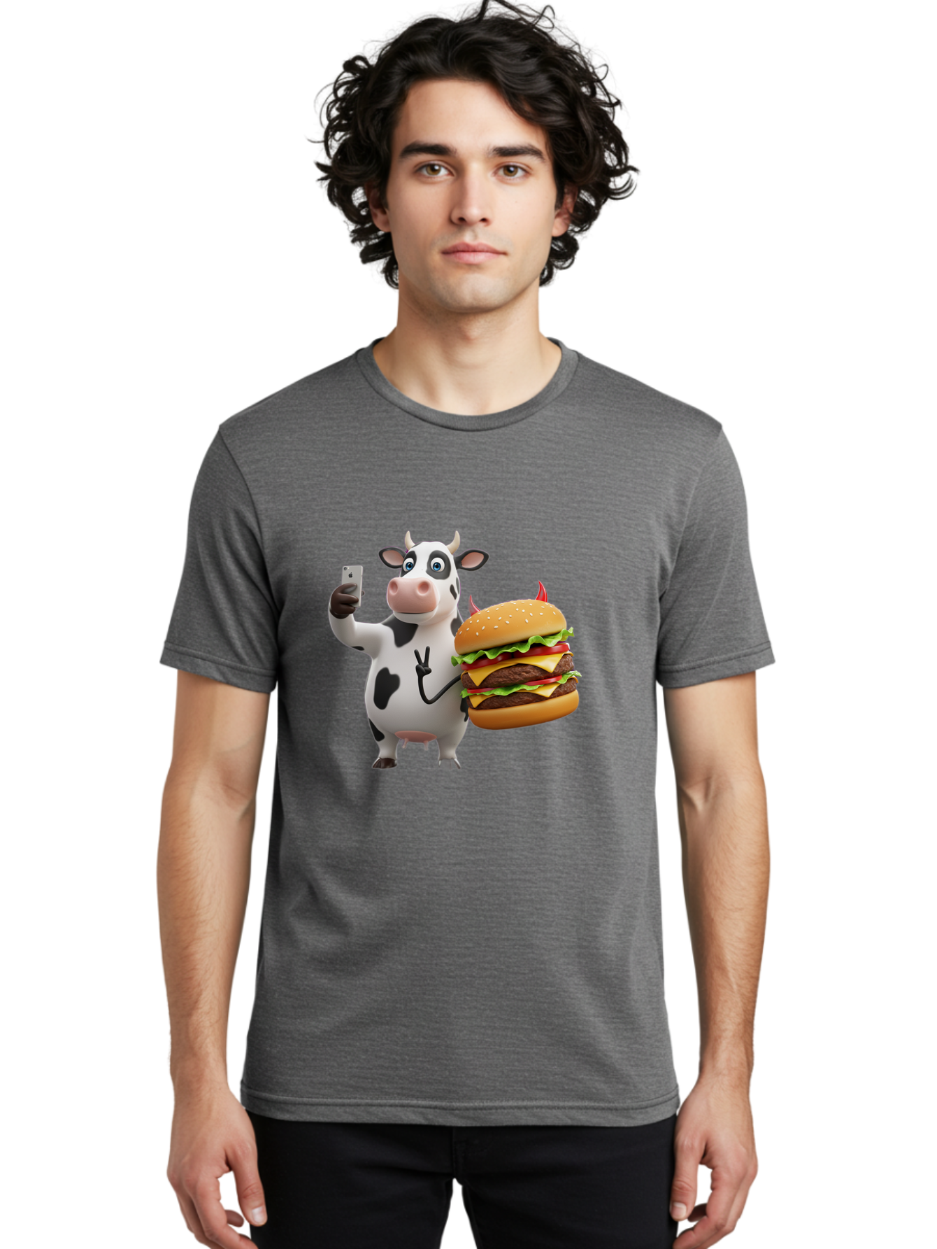 Cow-With-Burger Men'S Graphic Tee, 100% Cotton, Comfortable Casual Summer Wear, Machine Washable, Vintage Camera, Old Camera, Antique Camera, Black Camera, Classic Photography, Photography Equipment, Nostalgic Device, Film Camera, Camera Art Bah819