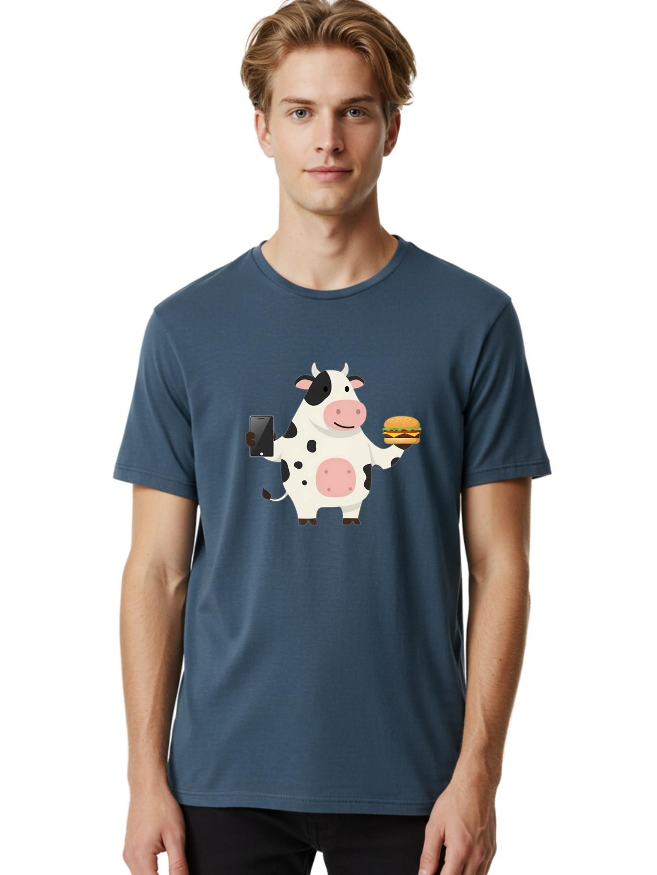Cow-With-Hamburger Men'S Graphic Tee, 100% Cotton, Comfortable Casual Summer Wear, Machine Washable, Vintage Camera, Old Camera, Antique Camera, Black Camera, Classic Photography, Photography Equipment, Nostalgic Device, Film Camera, Bah821