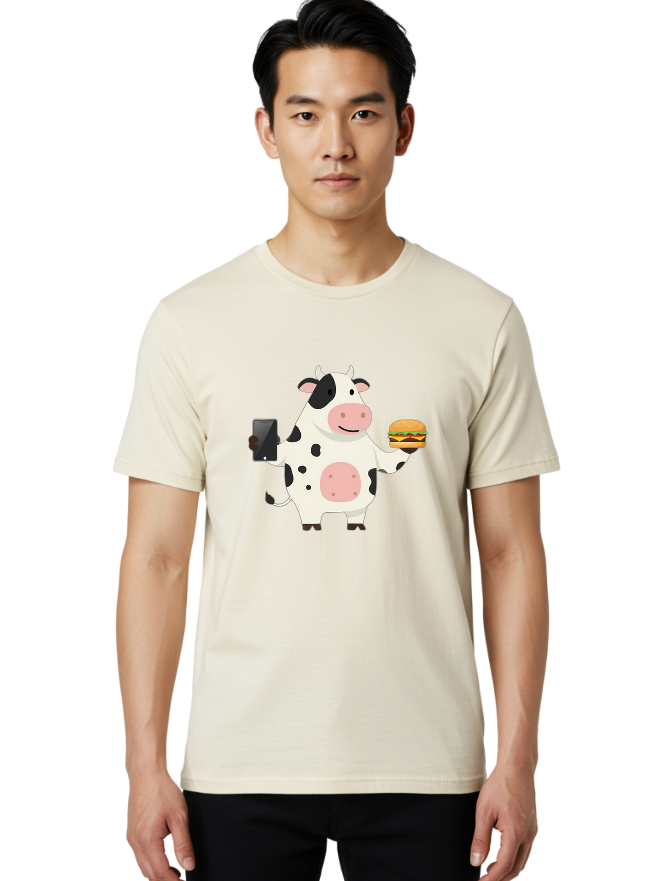 Cow-With-Hamburger Men'S Graphic Tee, 100% Cotton, Comfortable Casual Summer Wear, Machine Washable, Vintage Camera, Old Camera, Antique Camera, Black Camera, Classic Photography, Photography Equipment, Nostalgic Device, Film Camera, Bah821