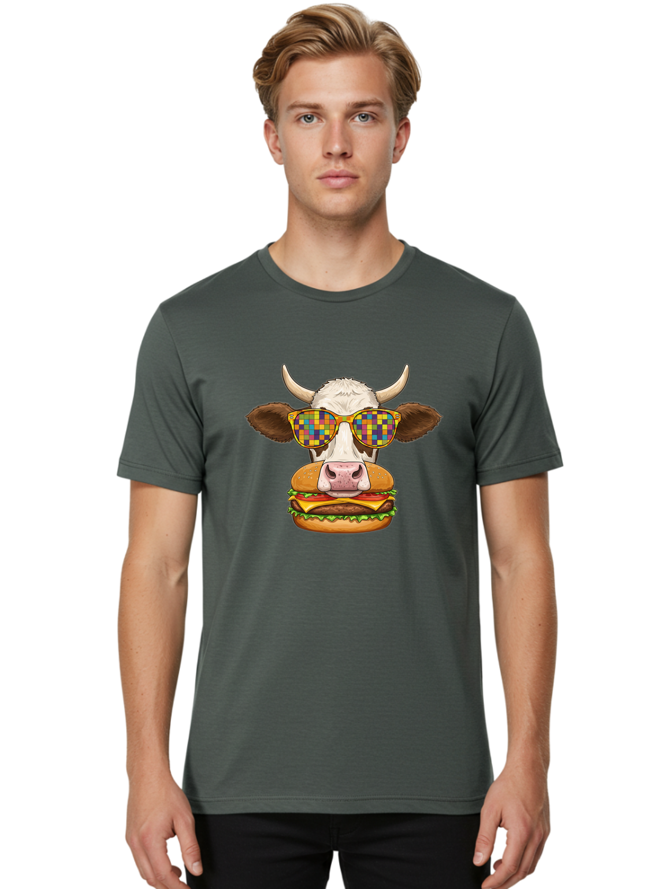 Cowburger-1 Men'S Graphic Tee, 100% Cotton, Comfortable Casual Summer Wear, Machine Washable, Vintage Camera, Old Camera, Antique Camera, Black Camera, Classic Photography, Photography Equipment, Nostalgic Device, Film Camera, Camera Art Bah824
