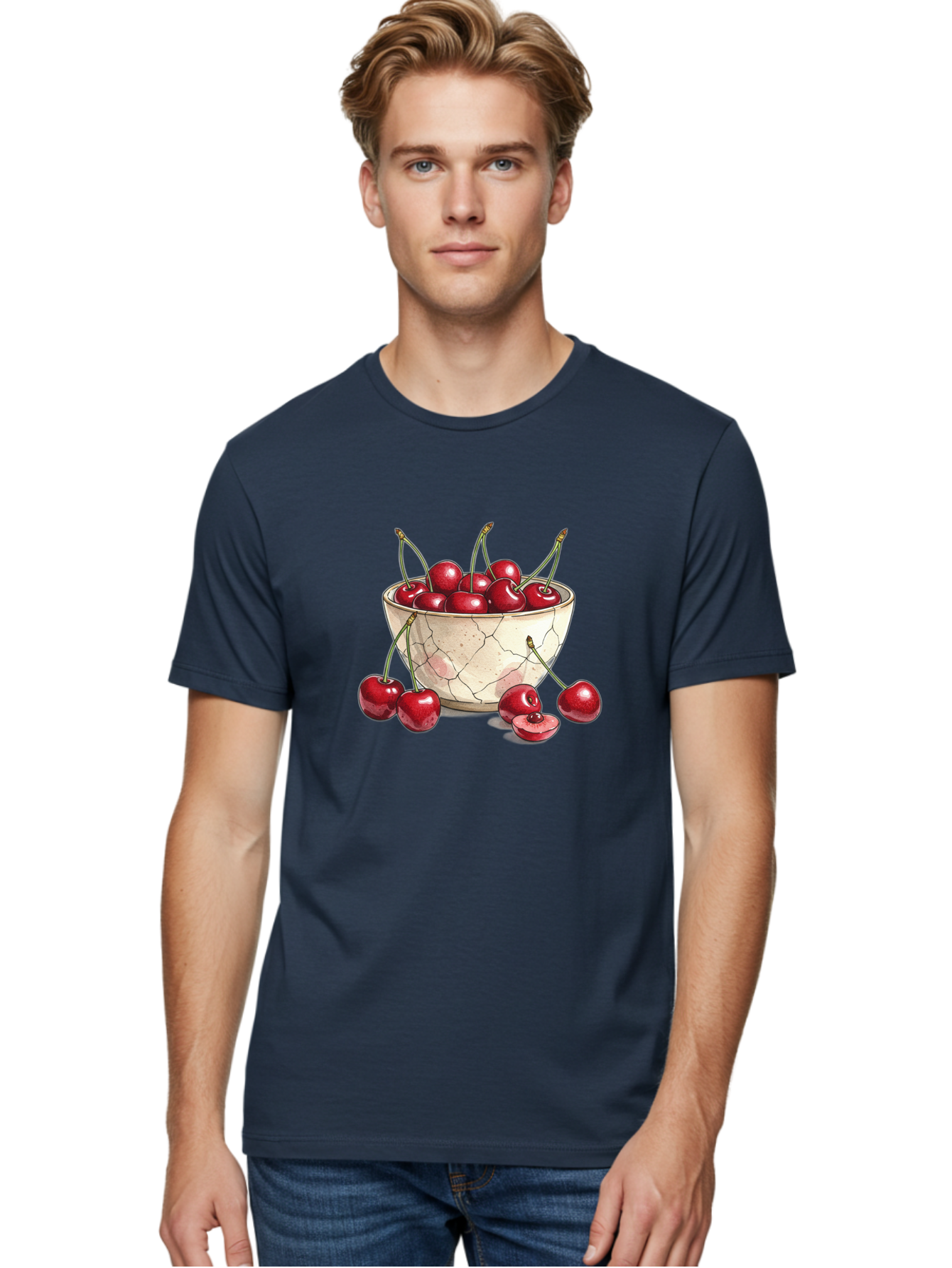 Cracked-Bowl-Cherries-1 Men'S Graphic Tee, 100% Cotton, Comfortable Casual Summer Wear, Machine Washable, Vintage Camera, Old Camera, Antique Camera, Black Camera, Classic Photography, Photography Equipment, Nostalgic Device, Film Camera, Bah826