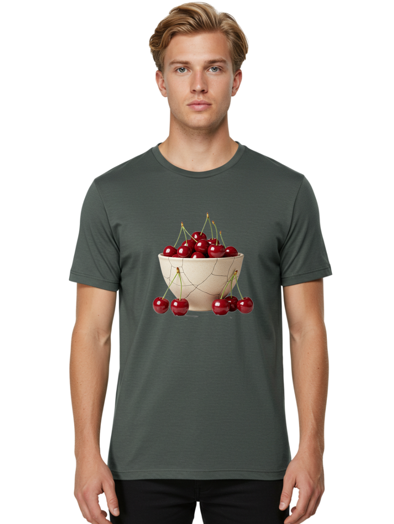 Cracked-Bowl-Cherries Men'S Graphic Tee, 100% Cotton, Comfortable Casual Summer Wear, Machine Washable, Vintage Camera, Old Camera, Antique Camera, Black Camera, Classic Photography, Photography Equipment, Nostalgic Device, Film Camera, Bah827