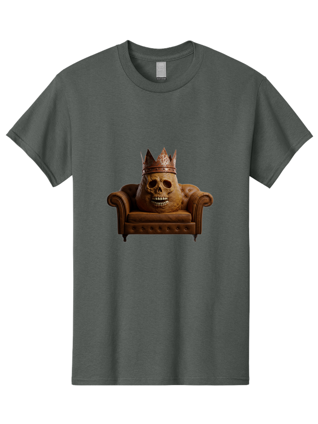 Crowned-Skull-On-Leather-Sofa Men'S Graphic Tee, 100% Cotton, Comfortable Casual Summer Wear, Machine Washable, Vintage Camera, Old Camera, Antique Camera, Black Camera, Classic Photography, Photography Equipment, Nostalgic Device, Bah832