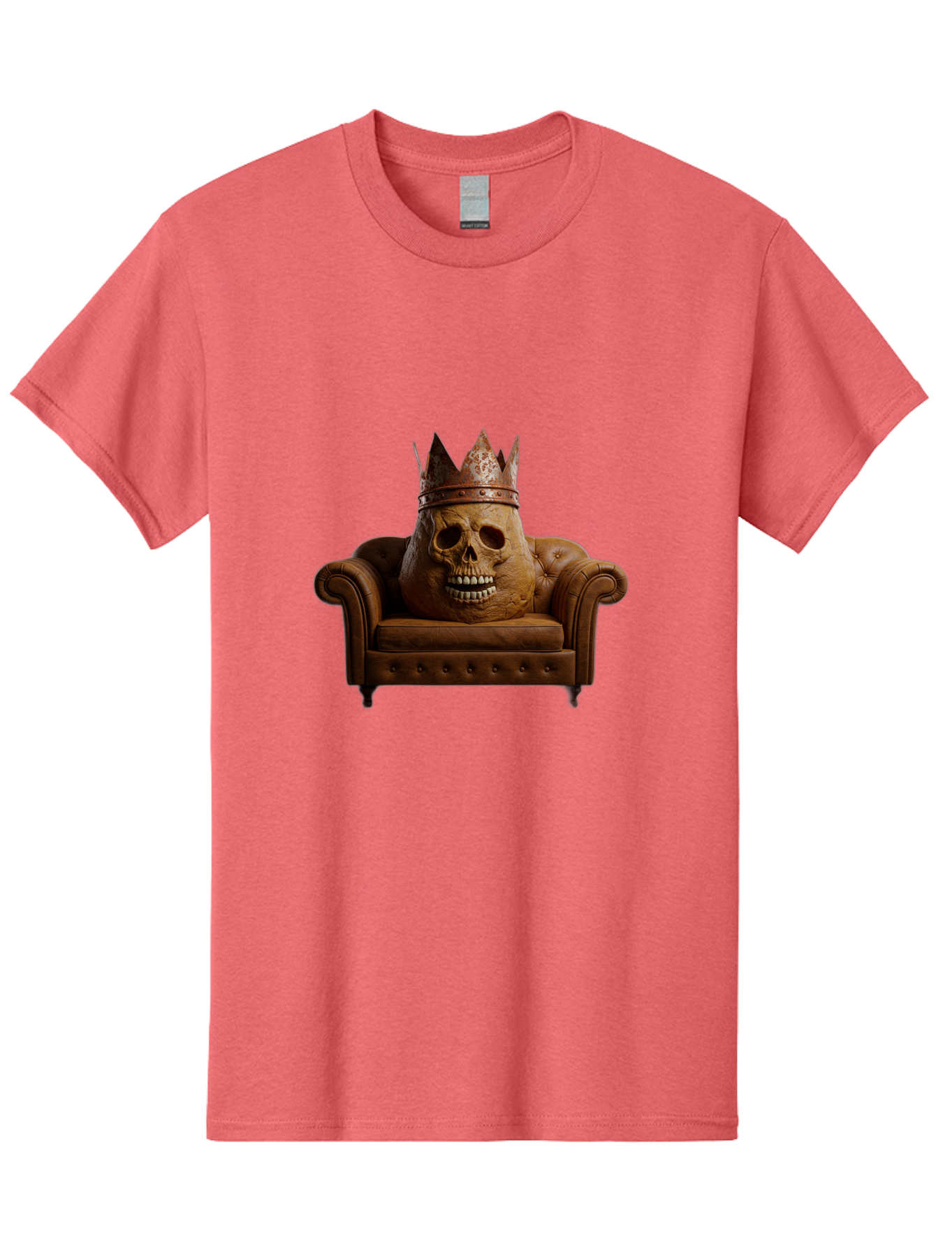 Crowned-Skull-On-Leather-Sofa Men'S Graphic Tee, 100% Cotton, Comfortable Casual Summer Wear, Machine Washable, Vintage Camera, Old Camera, Antique Camera, Black Camera, Classic Photography, Photography Equipment, Nostalgic Device, Bah832