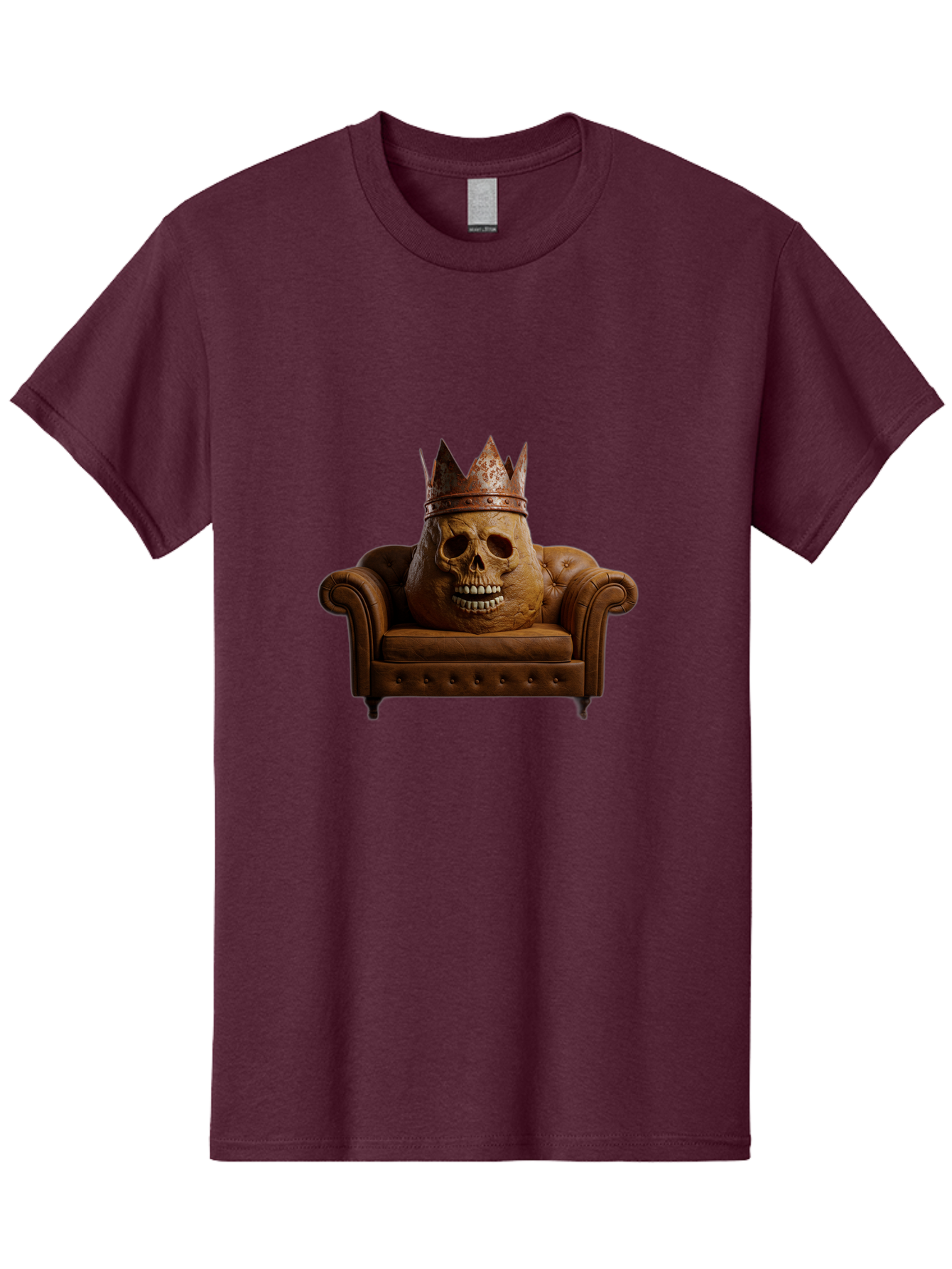 Crowned-Skull-On-Leather-Sofa Men'S Graphic Tee, 100% Cotton, Comfortable Casual Summer Wear, Machine Washable, Vintage Camera, Old Camera, Antique Camera, Black Camera, Classic Photography, Photography Equipment, Nostalgic Device, Bah832