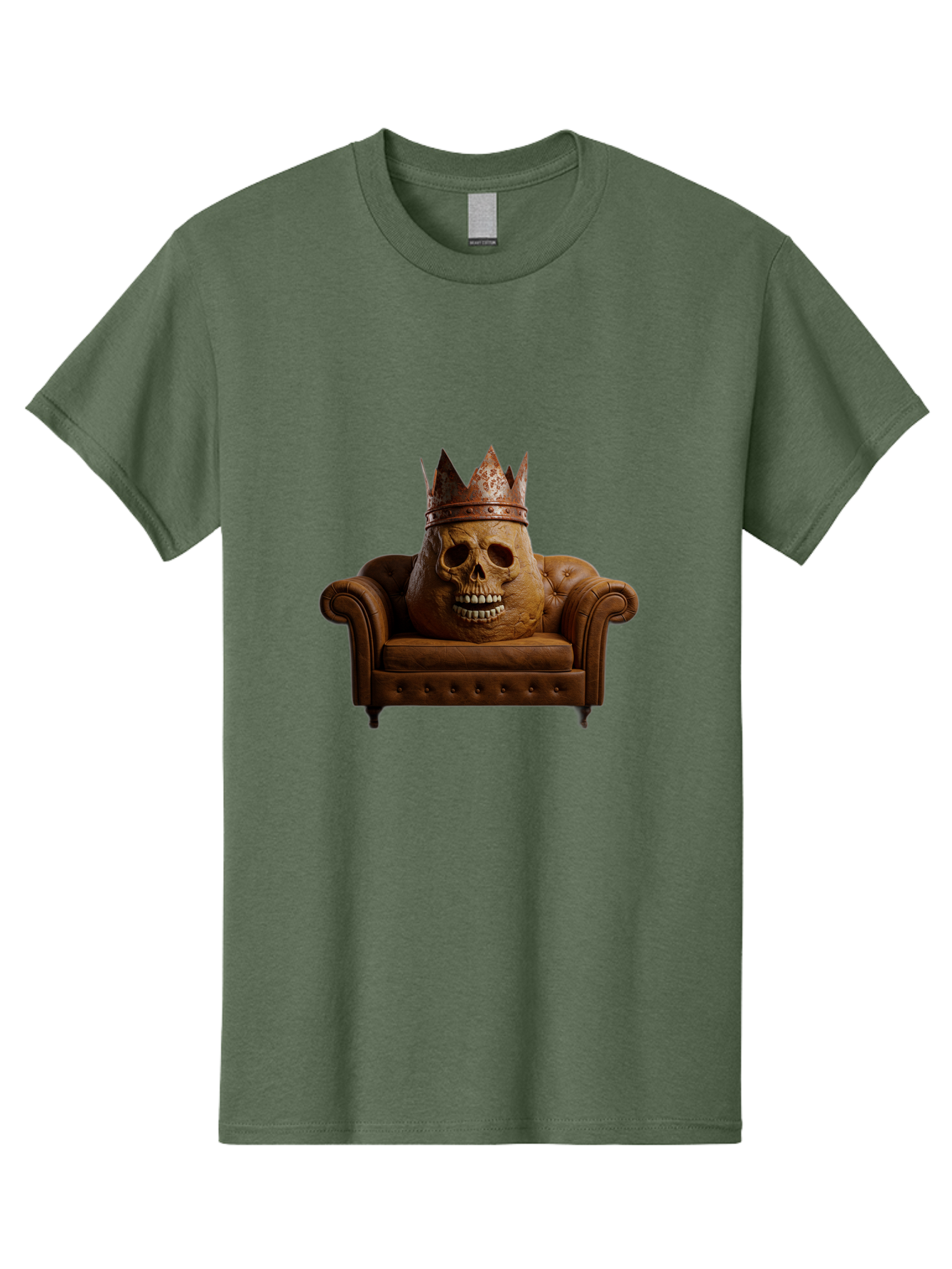 Crowned-Skull-On-Leather-Sofa Men'S Graphic Tee, 100% Cotton, Comfortable Casual Summer Wear, Machine Washable, Vintage Camera, Old Camera, Antique Camera, Black Camera, Classic Photography, Photography Equipment, Nostalgic Device, Bah832