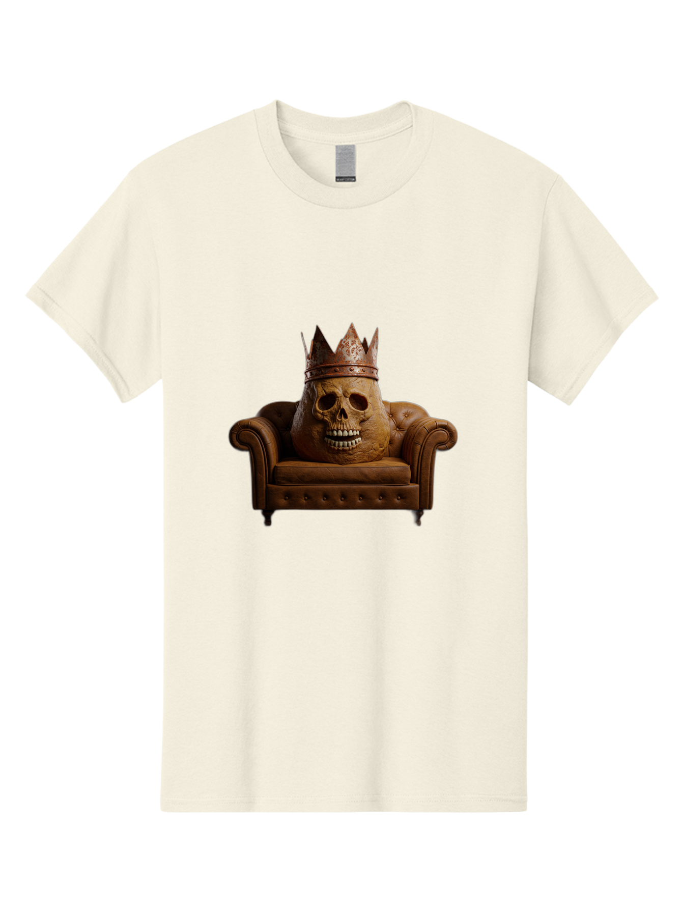 Crowned-Skull-On-Leather-Sofa Men'S Graphic Tee, 100% Cotton, Comfortable Casual Summer Wear, Machine Washable, Vintage Camera, Old Camera, Antique Camera, Black Camera, Classic Photography, Photography Equipment, Nostalgic Device, Bah832