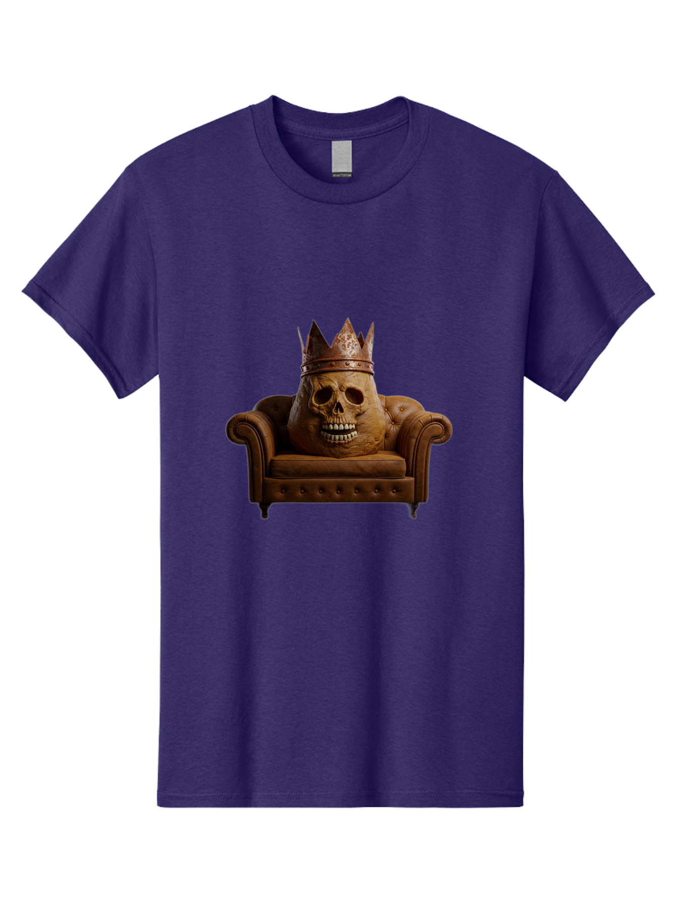 Crowned-Skull-On-Leather-Sofa Men'S Graphic Tee, 100% Cotton, Comfortable Casual Summer Wear, Machine Washable, Vintage Camera, Old Camera, Antique Camera, Black Camera, Classic Photography, Photography Equipment, Nostalgic Device, Bah832