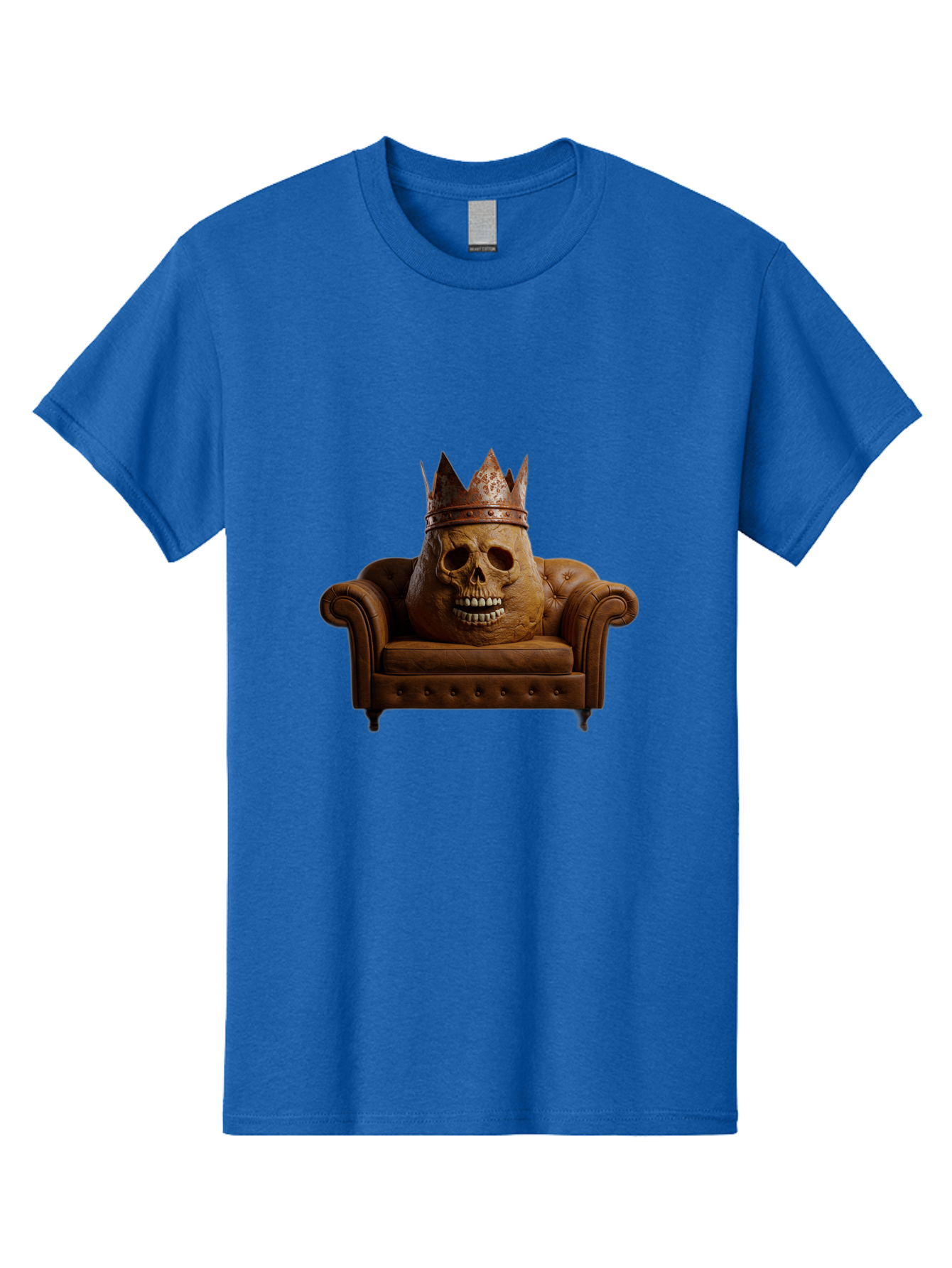 Crowned-Skull-On-Leather-Sofa Men'S Graphic Tee, 100% Cotton, Comfortable Casual Summer Wear, Machine Washable, Vintage Camera, Old Camera, Antique Camera, Black Camera, Classic Photography, Photography Equipment, Nostalgic Device, Bah832