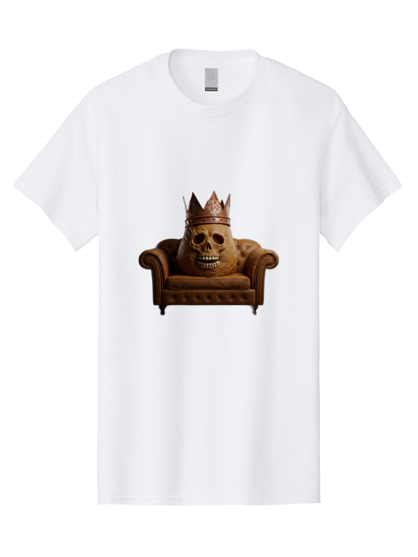 Crowned-Skull-On-Leather-Sofa Men'S Graphic Tee, 100% Cotton, Comfortable Casual Summer Wear, Machine Washable, Vintage Camera, Old Camera, Antique Camera, Black Camera, Classic Photography, Photography Equipment, Nostalgic Device, Bah832