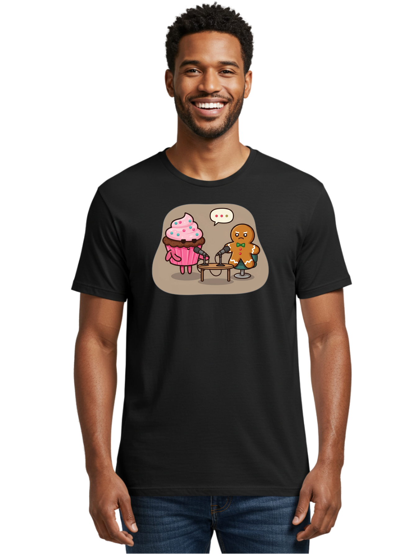 Cupcake-And-Gingerbread-Man Men'S Graphic Tee, 100% Cotton, Comfortable Casual Summer Wear, Machine Washable, Vintage Camera, Old Camera, Antique Camera, Black Camera, Classic Photography, Photography Equipment, Nostalgic Device, Film Camera, Bah845