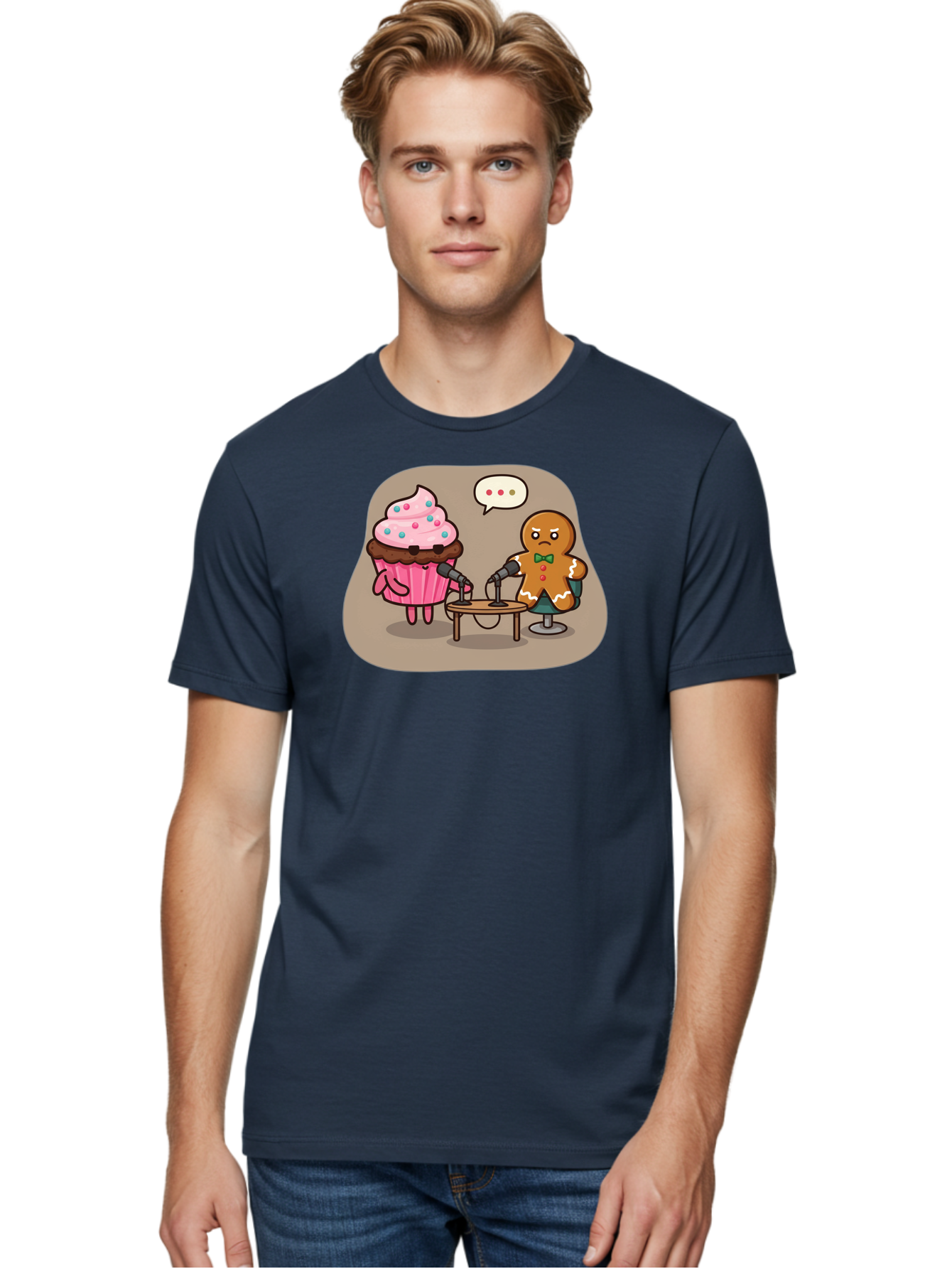 Cupcake-And-Gingerbread-Man Men'S Graphic Tee, 100% Cotton, Comfortable Casual Summer Wear, Machine Washable, Vintage Camera, Old Camera, Antique Camera, Black Camera, Classic Photography, Photography Equipment, Nostalgic Device, Film Camera, Bah845