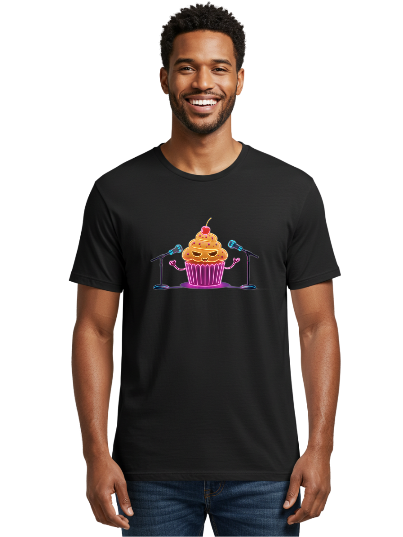 Cupcake-Character Men'S Graphic Tee, 100% Cotton, Comfortable Casual Summer Wear, Machine Washable, Vintage Camera, Old Camera, Antique Camera, Black Camera, Classic Photography, Photography Equipment, Nostalgic Device, Film Camera, Camera Art Bah847