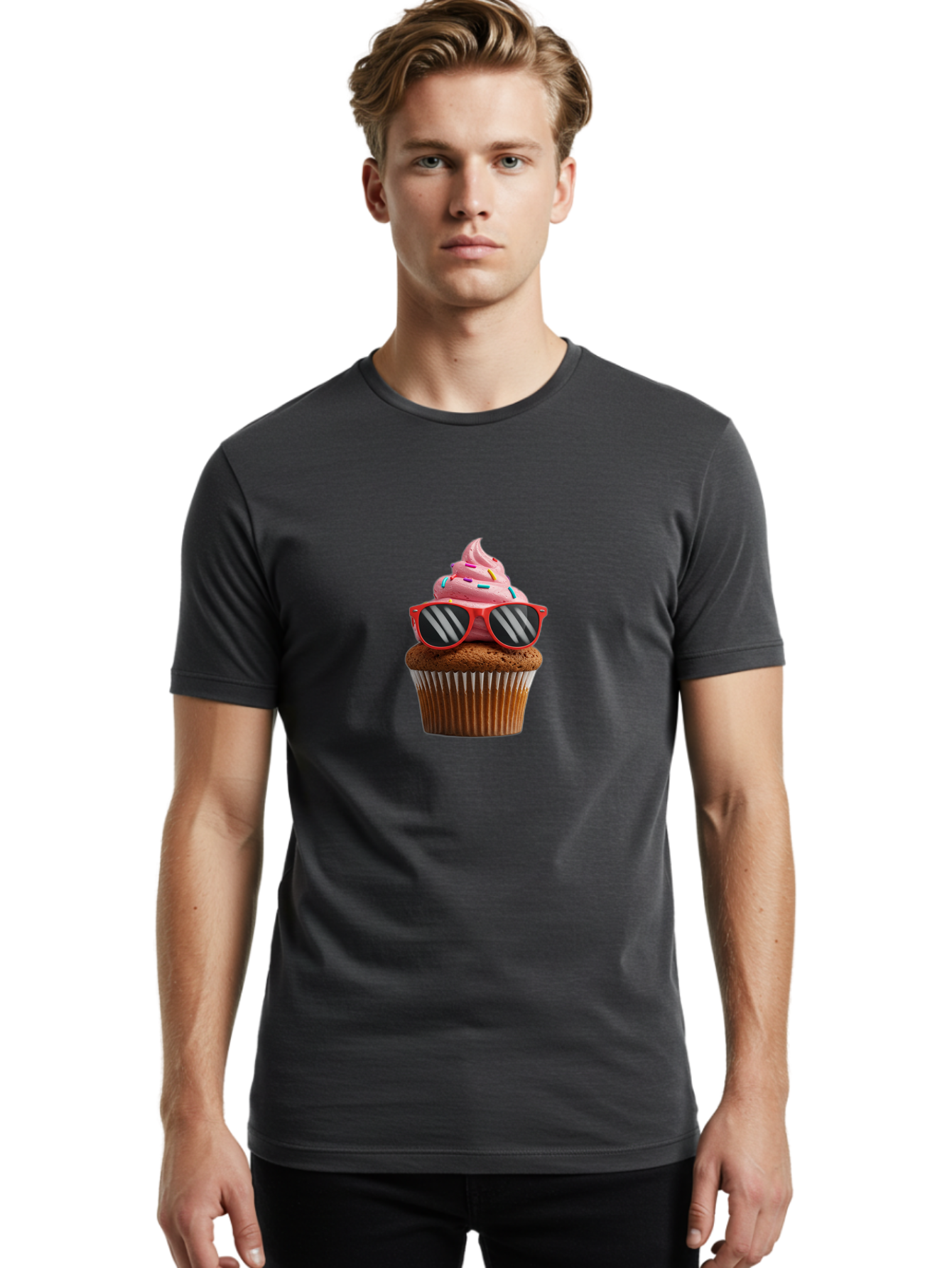 Cupcake-Wearing-Sunglasses Men'S Graphic Tee, 100% Cotton, Comfortable Casual Summer Wear, Machine Washable, Vintage Camera, Old Camera, Antique Camera, Black Camera, Classic Photography, Photography Equipment, Nostalgic Device, Film Camera, Bah865