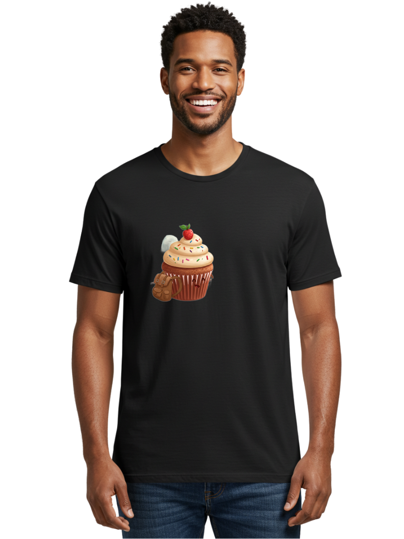 Cupcake-With-Backpack Men'S Graphic Tee, 100% Cotton, Comfortable Casual Summer Wear, Machine Washable, Vintage Camera, Old Camera, Antique Camera, Black Camera, Classic Photography, Photography Equipment, Nostalgic Device, Film Camera, Bah866