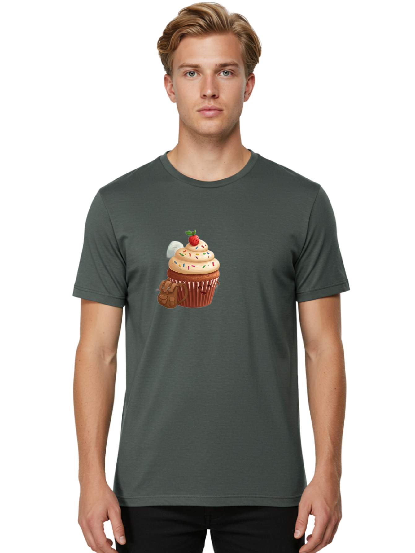 Cupcake-With-Backpack Men'S Graphic Tee, 100% Cotton, Comfortable Casual Summer Wear, Machine Washable, Vintage Camera, Old Camera, Antique Camera, Black Camera, Classic Photography, Photography Equipment, Nostalgic Device, Film Camera, Bah866