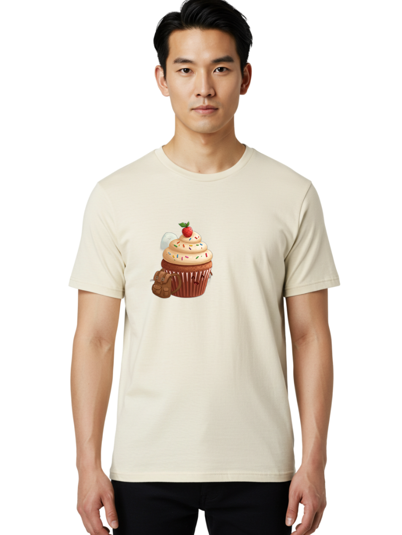 Cupcake-With-Backpack Men'S Graphic Tee, 100% Cotton, Comfortable Casual Summer Wear, Machine Washable, Vintage Camera, Old Camera, Antique Camera, Black Camera, Classic Photography, Photography Equipment, Nostalgic Device, Film Camera, Bah866