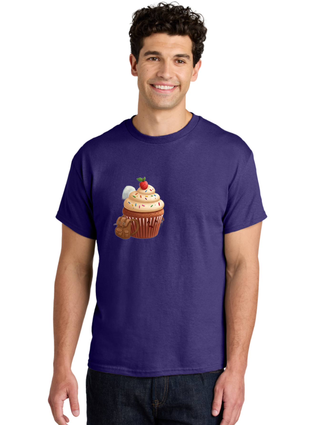 Cupcake-With-Backpack Men'S Graphic Tee, 100% Cotton, Comfortable Casual Summer Wear, Machine Washable, Vintage Camera, Old Camera, Antique Camera, Black Camera, Classic Photography, Photography Equipment, Nostalgic Device, Film Camera, Bah866