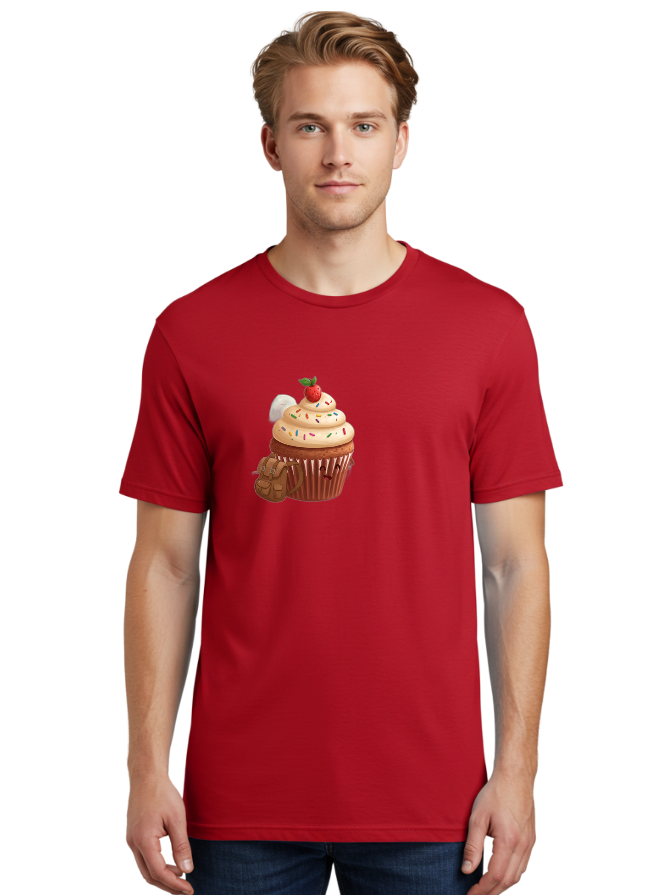 Cupcake-With-Backpack Men'S Graphic Tee, 100% Cotton, Comfortable Casual Summer Wear, Machine Washable, Vintage Camera, Old Camera, Antique Camera, Black Camera, Classic Photography, Photography Equipment, Nostalgic Device, Film Camera, Bah866