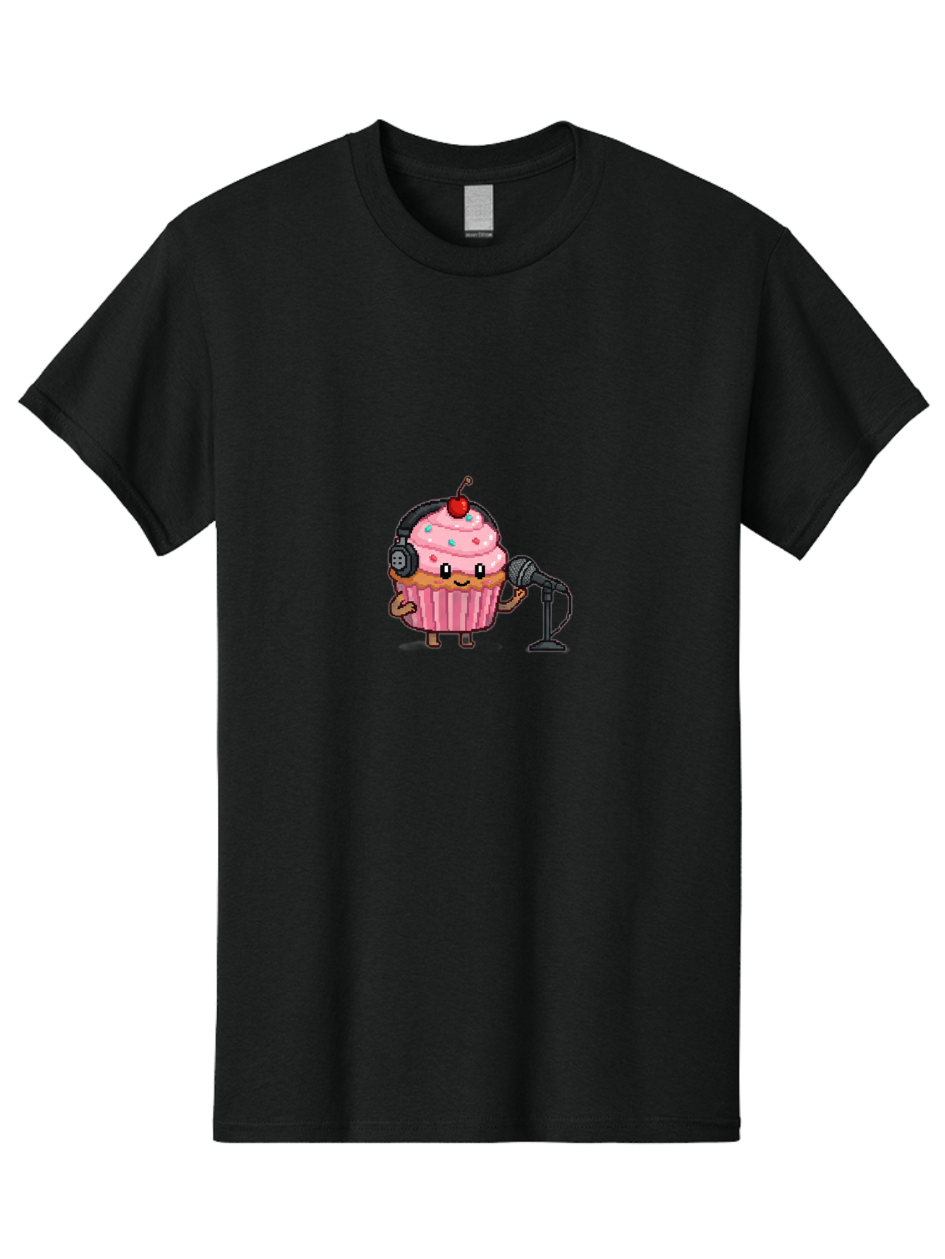Cupcake-With-Headphones-1 Men'S Graphic Tee, 100% Cotton, Comfortable Casual Summer Wear, Machine Washable, Vintage Camera, Old Camera, Antique Camera, Black Camera, Classic Photography, Photography Equipment, Nostalgic Device, Film Camera, Bah868