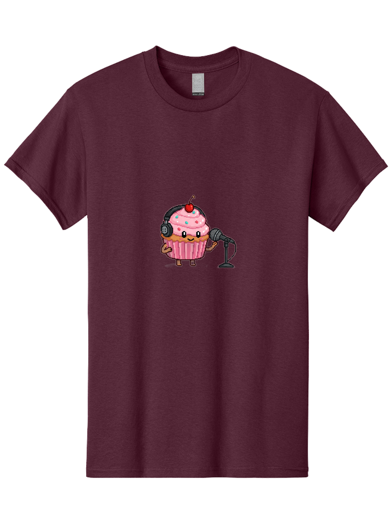 Cupcake-With-Headphones-1 Men'S Graphic Tee, 100% Cotton, Comfortable Casual Summer Wear, Machine Washable, Vintage Camera, Old Camera, Antique Camera, Black Camera, Classic Photography, Photography Equipment, Nostalgic Device, Film Camera, Bah868