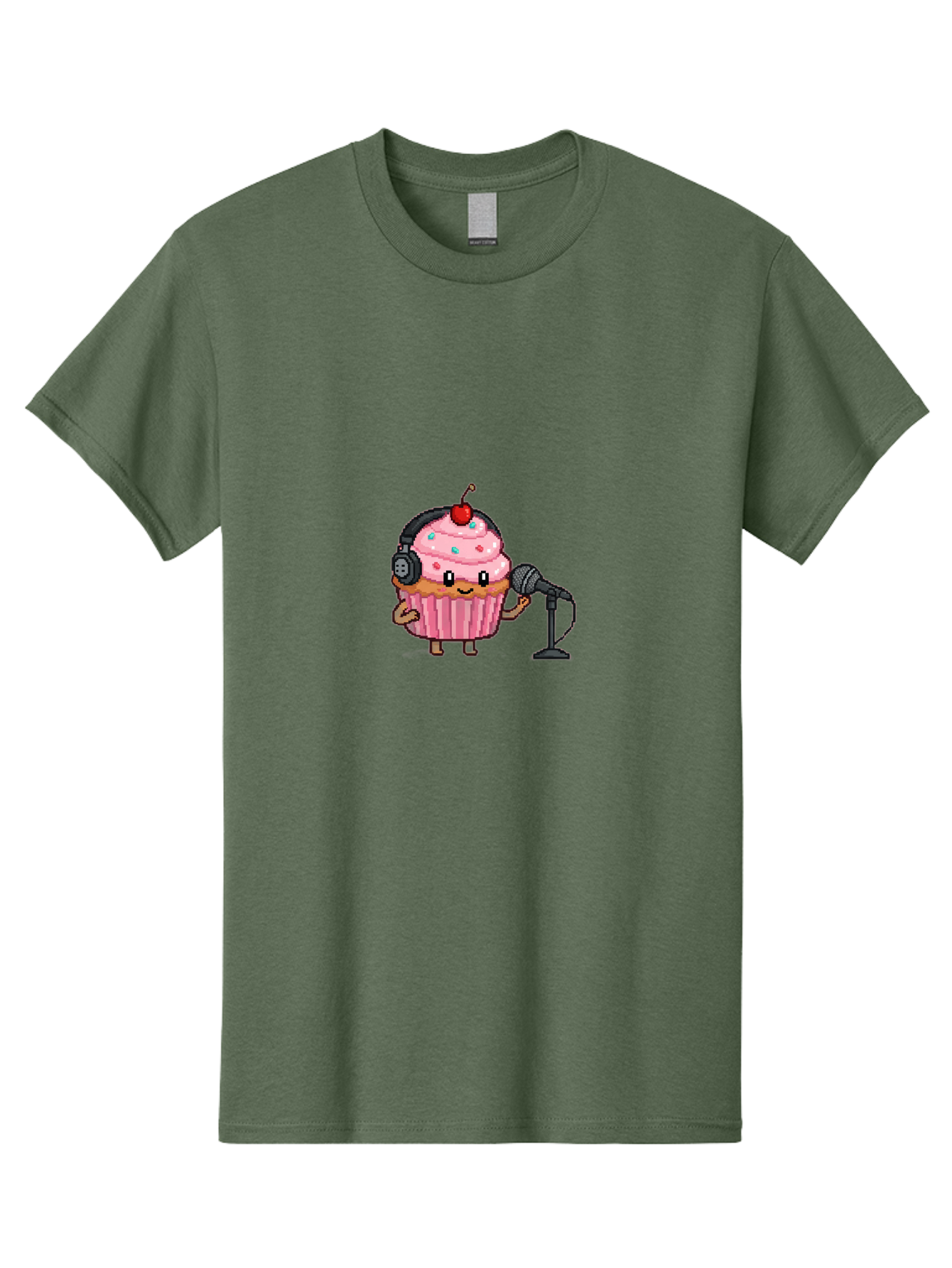 Cupcake-With-Headphones-1 Men'S Graphic Tee, 100% Cotton, Comfortable Casual Summer Wear, Machine Washable, Vintage Camera, Old Camera, Antique Camera, Black Camera, Classic Photography, Photography Equipment, Nostalgic Device, Film Camera, Bah868