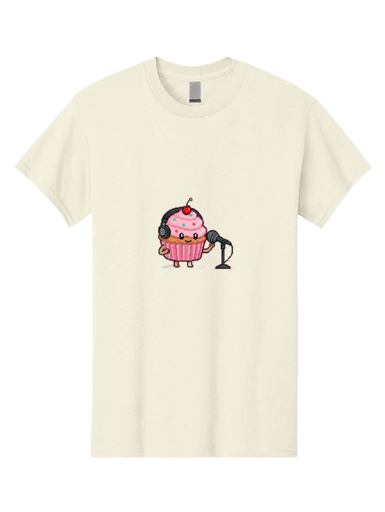 Cupcake-With-Headphones-1 Men'S Graphic Tee, 100% Cotton, Comfortable Casual Summer Wear, Machine Washable, Vintage Camera, Old Camera, Antique Camera, Black Camera, Classic Photography, Photography Equipment, Nostalgic Device, Film Camera, Bah868