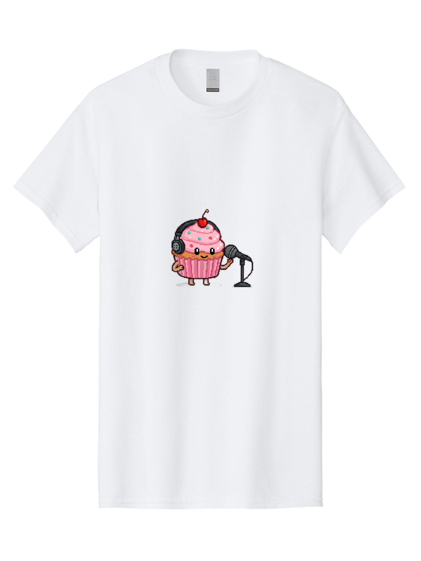 Cupcake-With-Headphones-1 Men'S Graphic Tee, 100% Cotton, Comfortable Casual Summer Wear, Machine Washable, Vintage Camera, Old Camera, Antique Camera, Black Camera, Classic Photography, Photography Equipment, Nostalgic Device, Film Camera, Bah868
