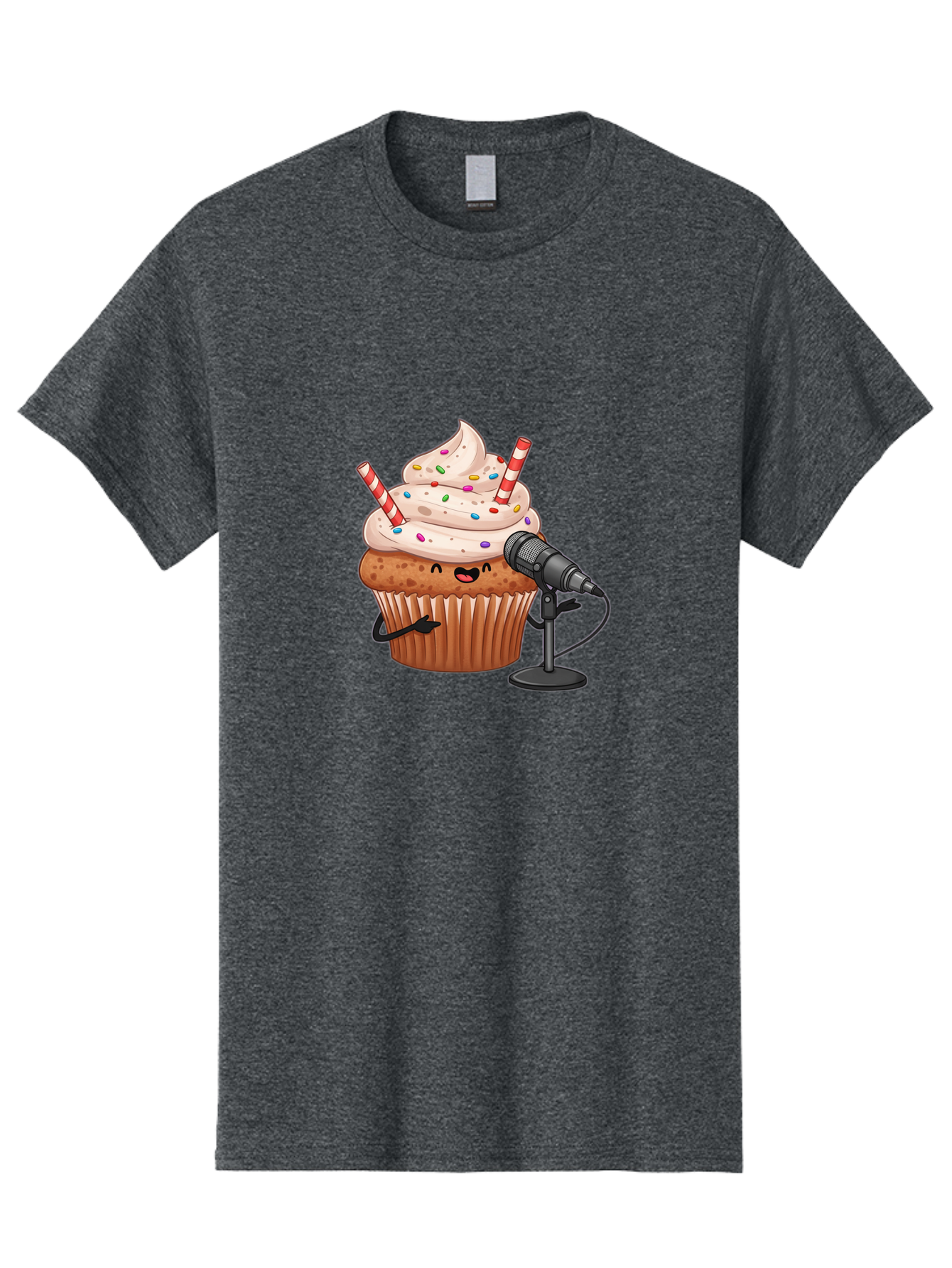 Cupcake-With-Microphone-1 Men'S Graphic Tee, 100% Cotton, Comfortable Casual Summer Wear, Machine Washable, Vintage Camera, Old Camera, Antique Camera, Black Camera, Classic Photography, Photography Equipment, Nostalgic Device, Film Camera, Bah870