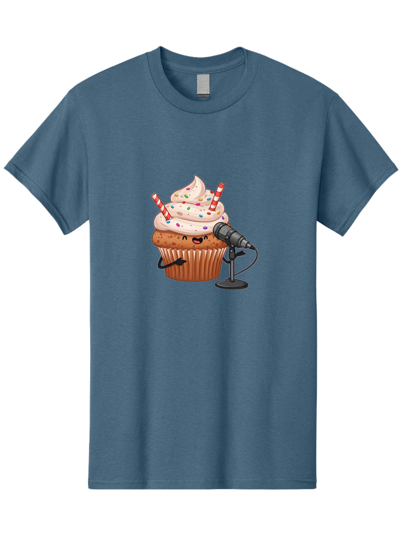 Cupcake-With-Microphone-1 Men'S Graphic Tee, 100% Cotton, Comfortable Casual Summer Wear, Machine Washable, Vintage Camera, Old Camera, Antique Camera, Black Camera, Classic Photography, Photography Equipment, Nostalgic Device, Film Camera, Bah870