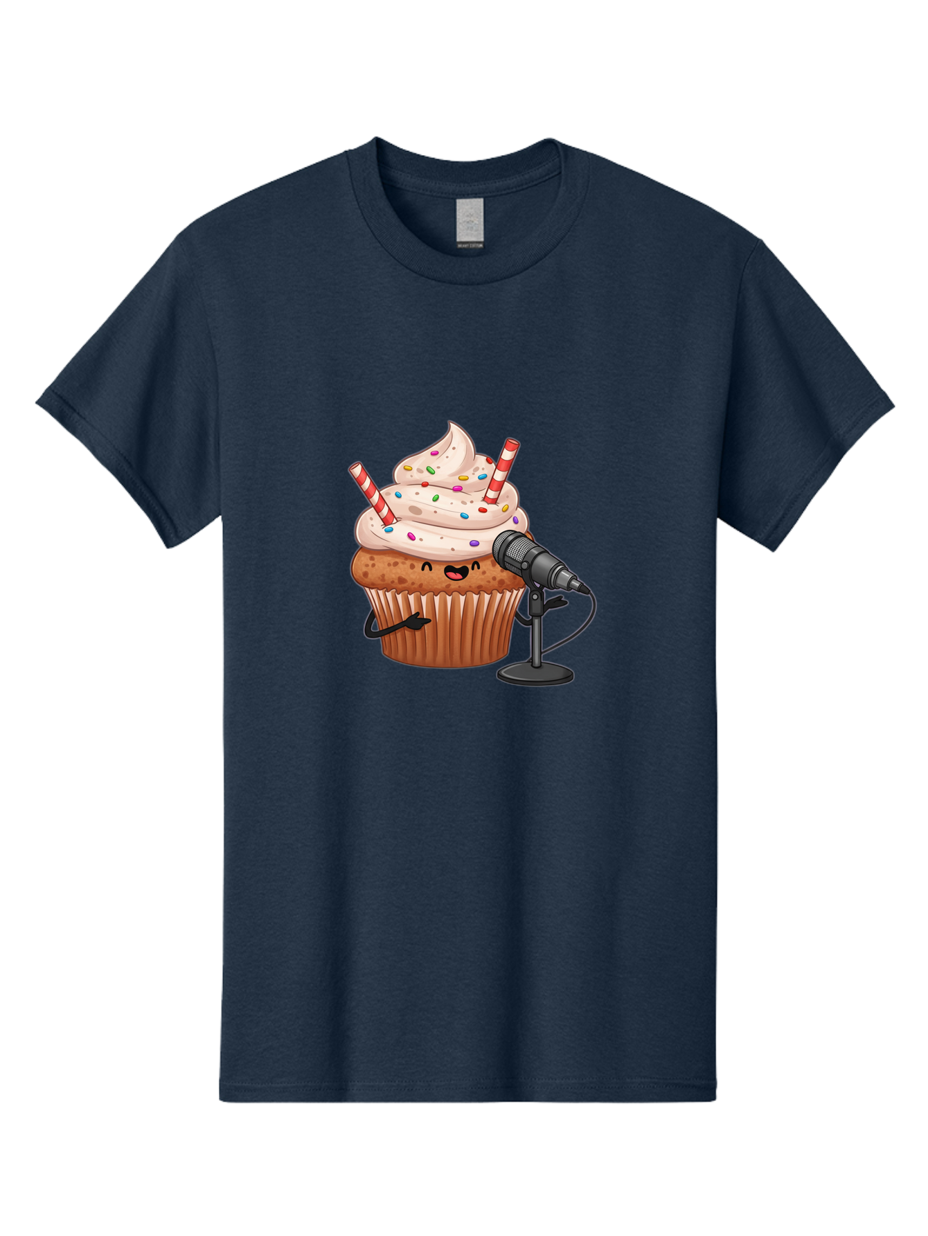 Cupcake-With-Microphone-1 Men'S Graphic Tee, 100% Cotton, Comfortable Casual Summer Wear, Machine Washable, Vintage Camera, Old Camera, Antique Camera, Black Camera, Classic Photography, Photography Equipment, Nostalgic Device, Film Camera, Bah870