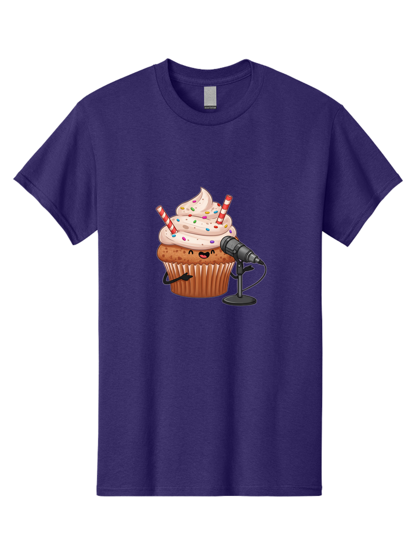 Cupcake-With-Microphone-1 Men'S Graphic Tee, 100% Cotton, Comfortable Casual Summer Wear, Machine Washable, Vintage Camera, Old Camera, Antique Camera, Black Camera, Classic Photography, Photography Equipment, Nostalgic Device, Film Camera, Bah870