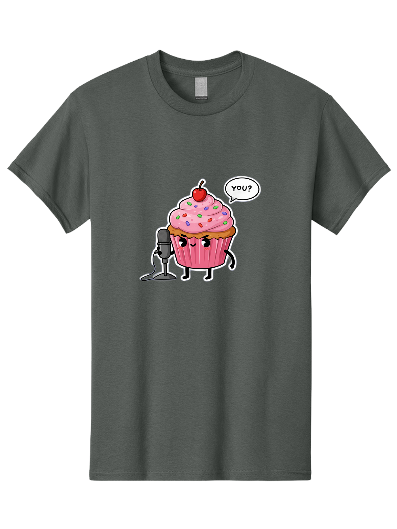 Cupcake-With-Microphone Men'S Graphic Tee, 100% Cotton, Comfortable Casual Summer Wear, Machine Washable, Vintage Camera, Old Camera, Antique Camera, Black Camera, Classic Photography, Photography Equipment, Nostalgic Device, Film Camera, Bah871
