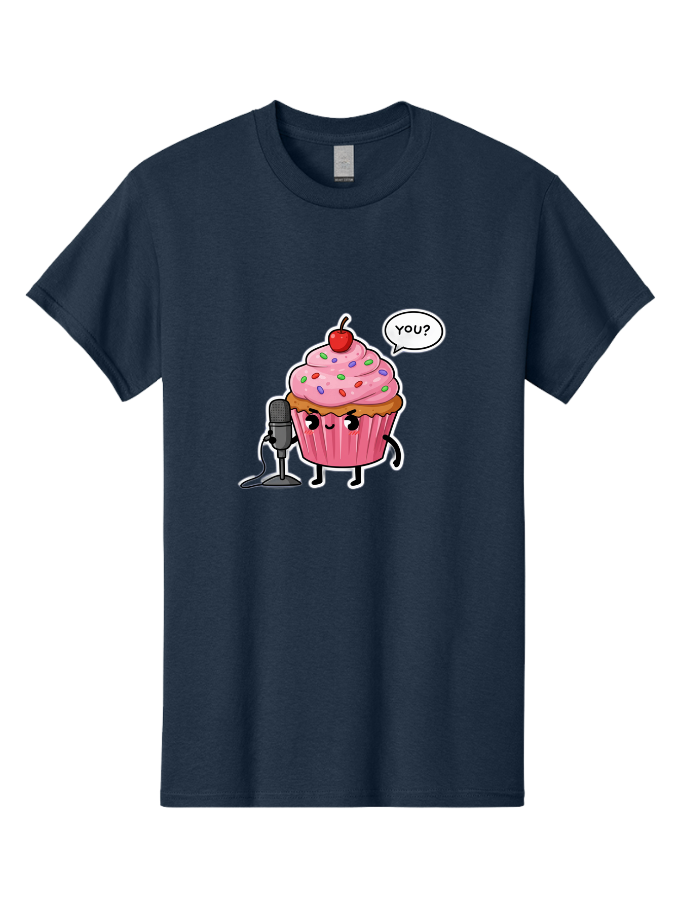 Cupcake-With-Microphone Men'S Graphic Tee, 100% Cotton, Comfortable Casual Summer Wear, Machine Washable, Vintage Camera, Old Camera, Antique Camera, Black Camera, Classic Photography, Photography Equipment, Nostalgic Device, Film Camera, Bah871