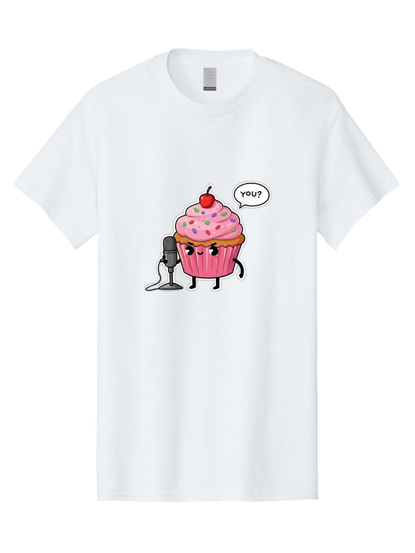Cupcake-With-Microphone Men'S Graphic Tee, 100% Cotton, Comfortable Casual Summer Wear, Machine Washable, Vintage Camera, Old Camera, Antique Camera, Black Camera, Classic Photography, Photography Equipment, Nostalgic Device, Film Camera, Bah871