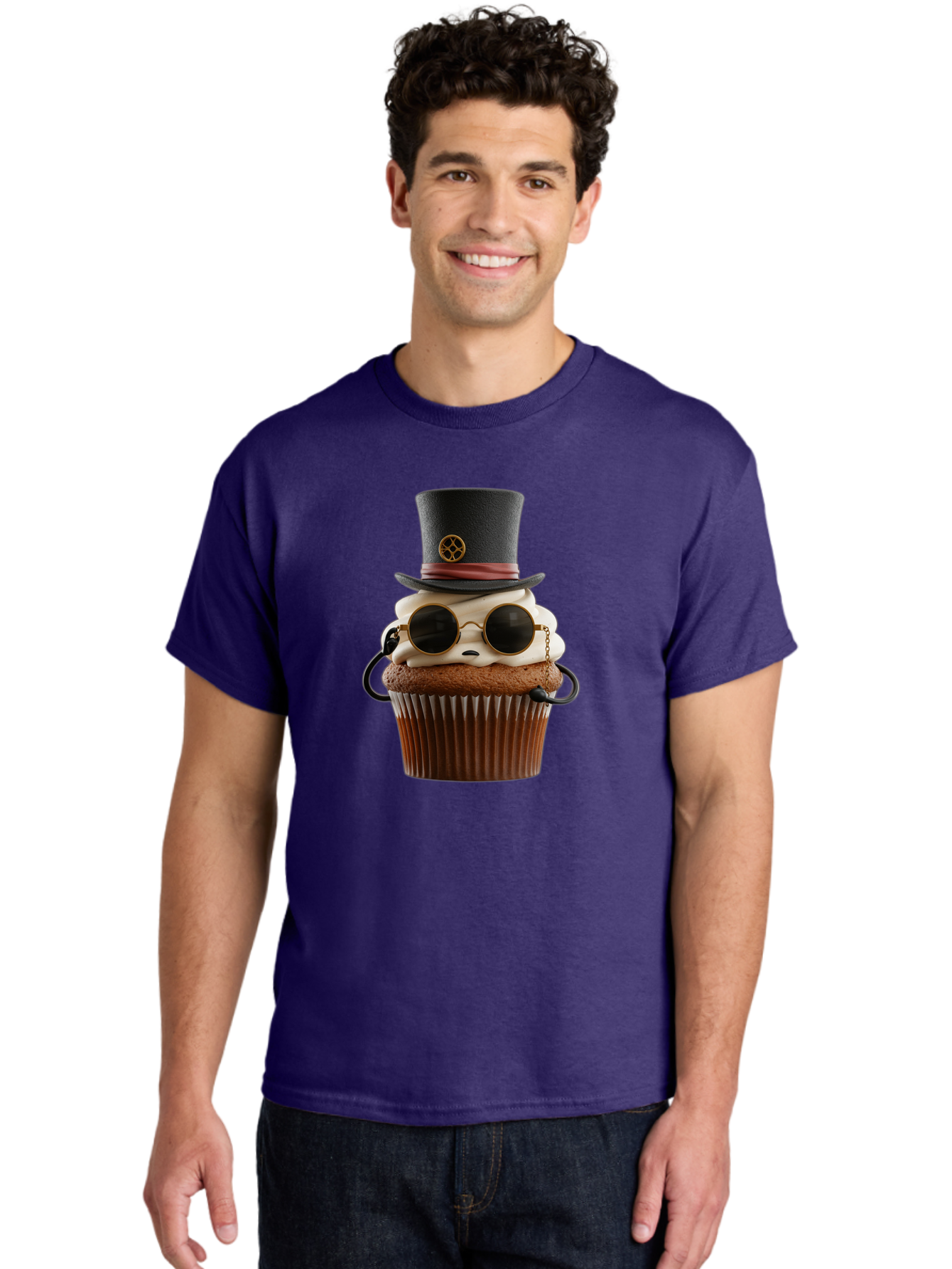 Cupcake-With-Top-Hat-And-Sunglasses Men'S Graphic Tee, 100% Cotton, Comfortable Casual Summer Wear, Machine Washable, Vintage Camera, Old Camera, Antique Camera, Black Camera, Classic Photography, Photography Equipment, Nostalgic Device, Bah879