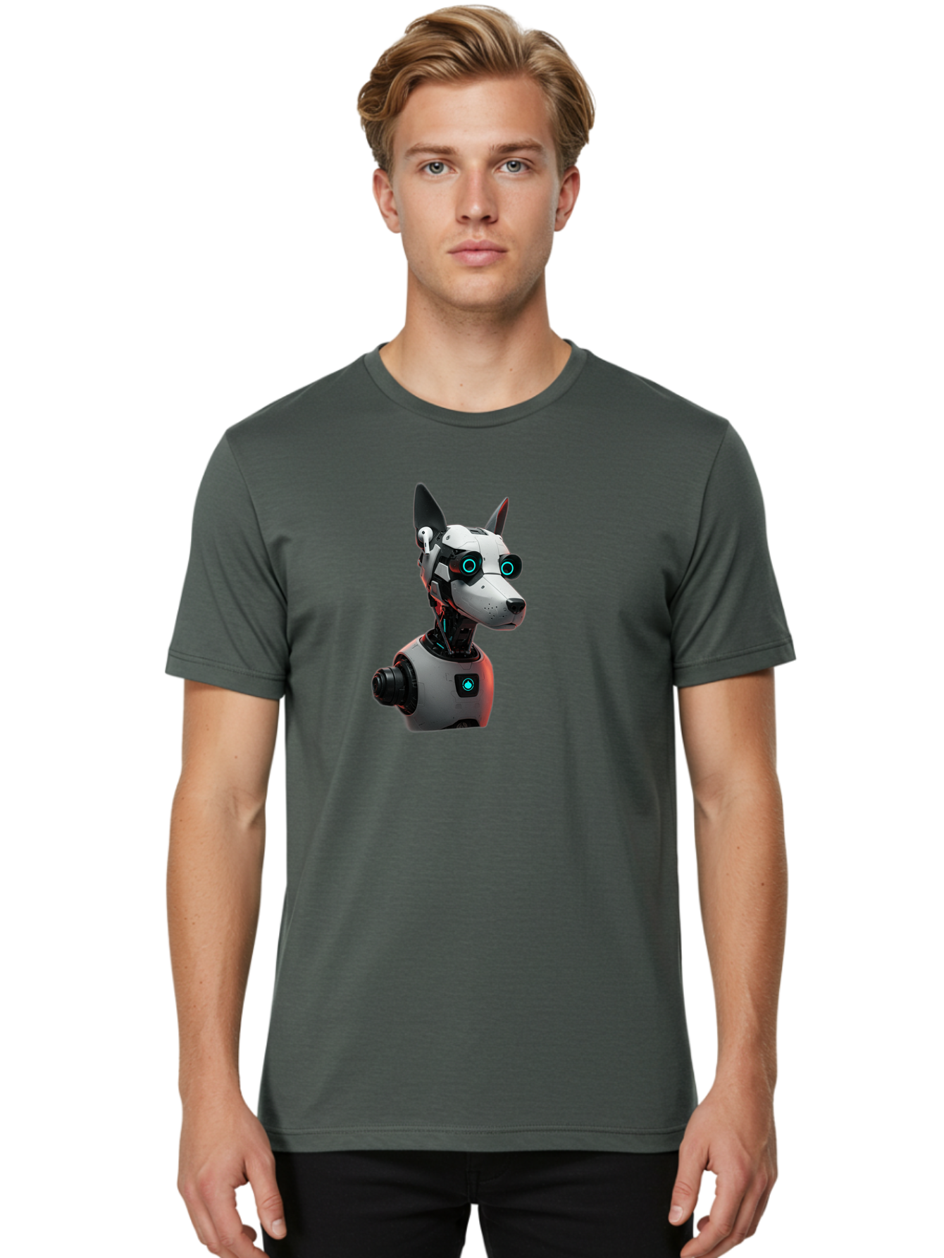 Cybernetic-Dog-Head Men'S Graphic Tee, 100% Cotton, Comfortable Casual Summer Wear, Machine Washable, Vintage Camera, Old Camera, Antique Camera, Black Camera, Classic Photography, Photography Equipment, Nostalgic Device, Film Camera, Bah887