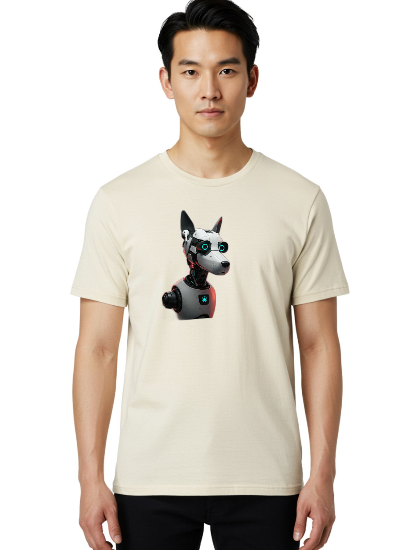 Cybernetic-Dog-Head Men'S Graphic Tee, 100% Cotton, Comfortable Casual Summer Wear, Machine Washable, Vintage Camera, Old Camera, Antique Camera, Black Camera, Classic Photography, Photography Equipment, Nostalgic Device, Film Camera, Bah887