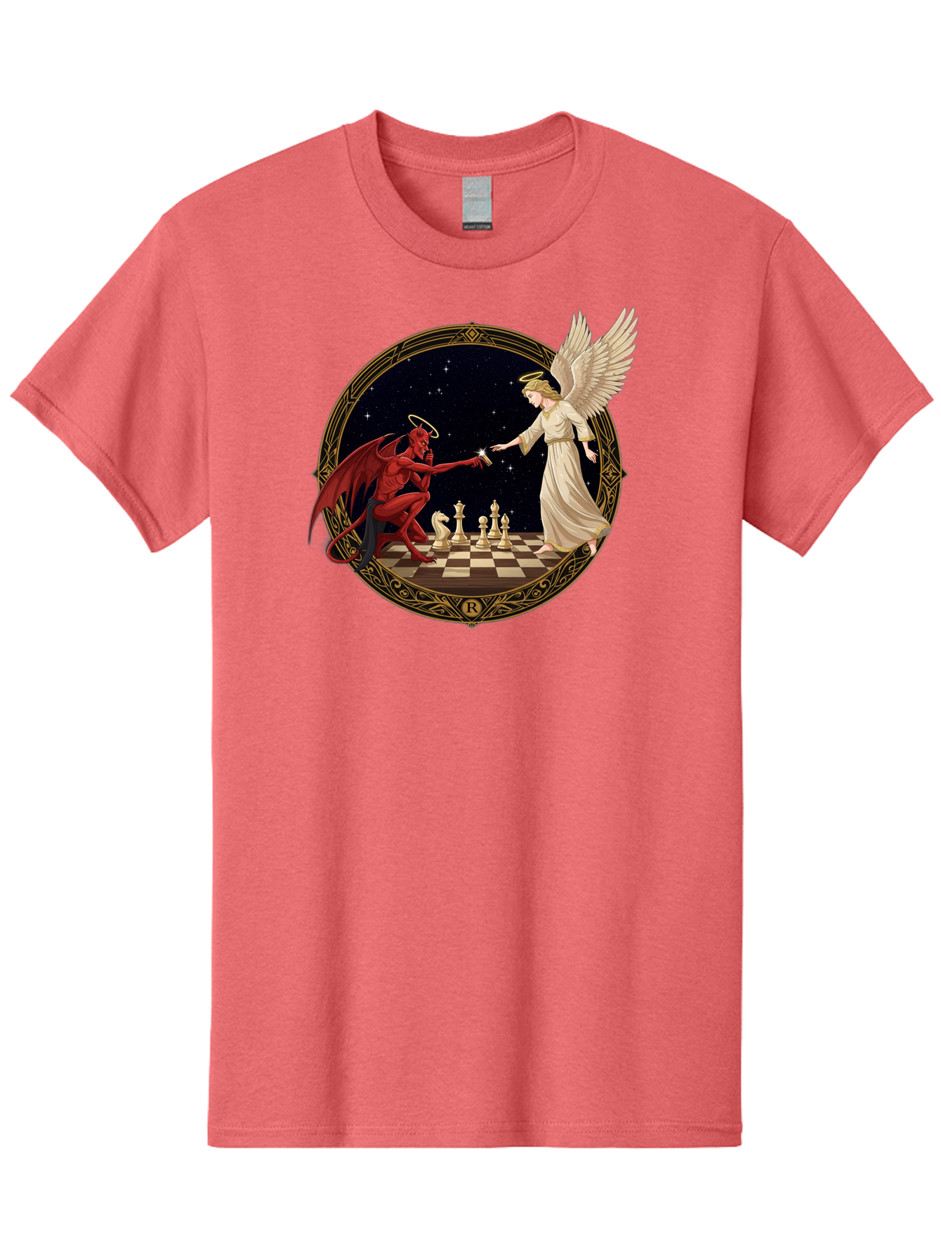 Demon-And-Angel-Playing-Chess Men'S Graphic Tee, 100% Cotton, Comfortable Casual Summer Wear, Machine Washable, Vintage Camera, Old Camera, Antique Camera, Black Camera, Classic Photography, Photography Equipment, Nostalgic Device, Bah897