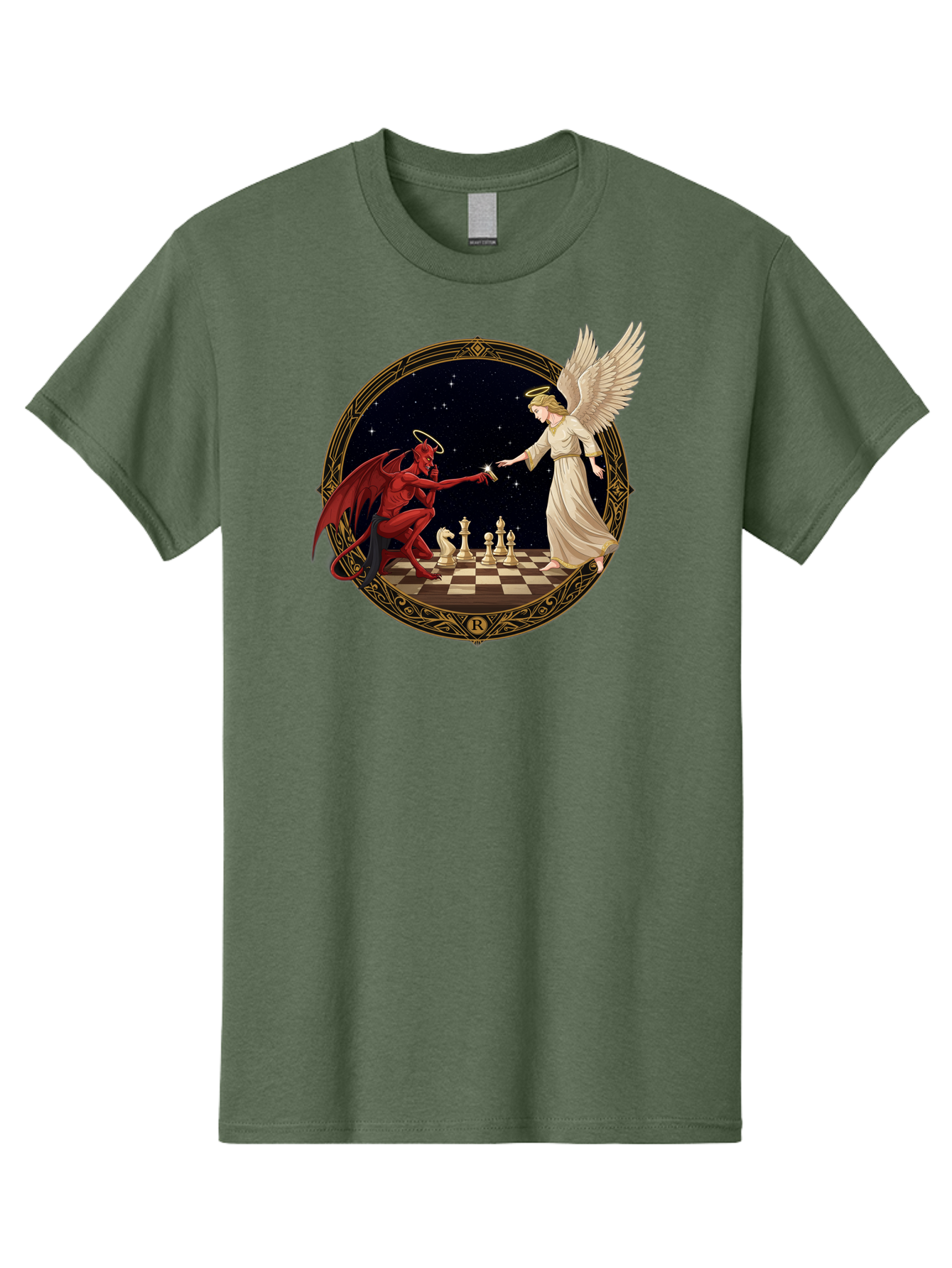 Demon-And-Angel-Playing-Chess Men'S Graphic Tee, 100% Cotton, Comfortable Casual Summer Wear, Machine Washable, Vintage Camera, Old Camera, Antique Camera, Black Camera, Classic Photography, Photography Equipment, Nostalgic Device, Bah897