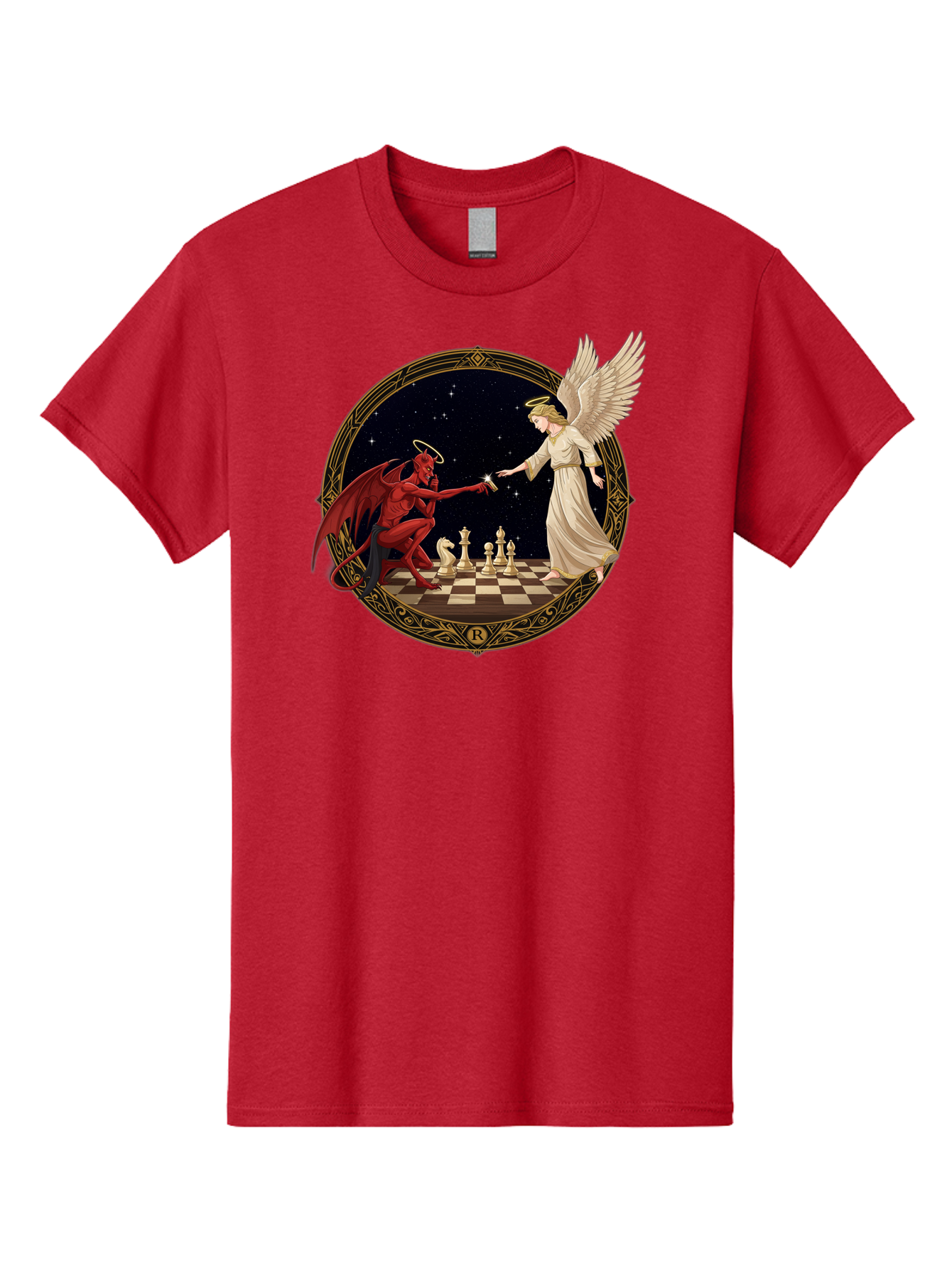 Demon-And-Angel-Playing-Chess Men'S Graphic Tee, 100% Cotton, Comfortable Casual Summer Wear, Machine Washable, Vintage Camera, Old Camera, Antique Camera, Black Camera, Classic Photography, Photography Equipment, Nostalgic Device, Bah897