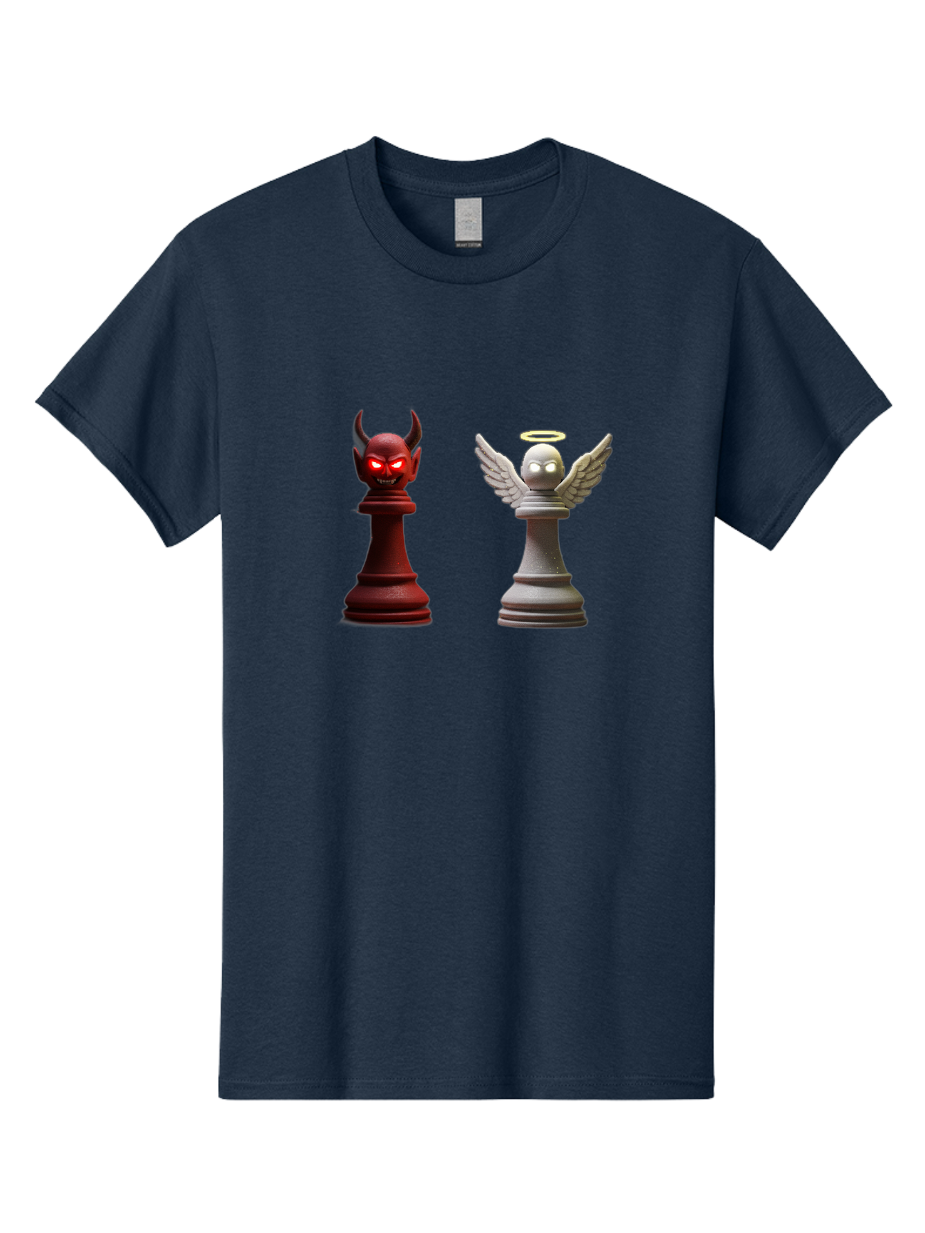 Devil-And-Angel-Chess-Pieces Men'S Graphic Tee, 100% Cotton, Comfortable Casual Summer Wear, Machine Washable, Vintage Camera, Old Camera, Antique Camera, Black Camera, Classic Photography, Photography Equipment, Nostalgic Device, Film Camera, Bah898