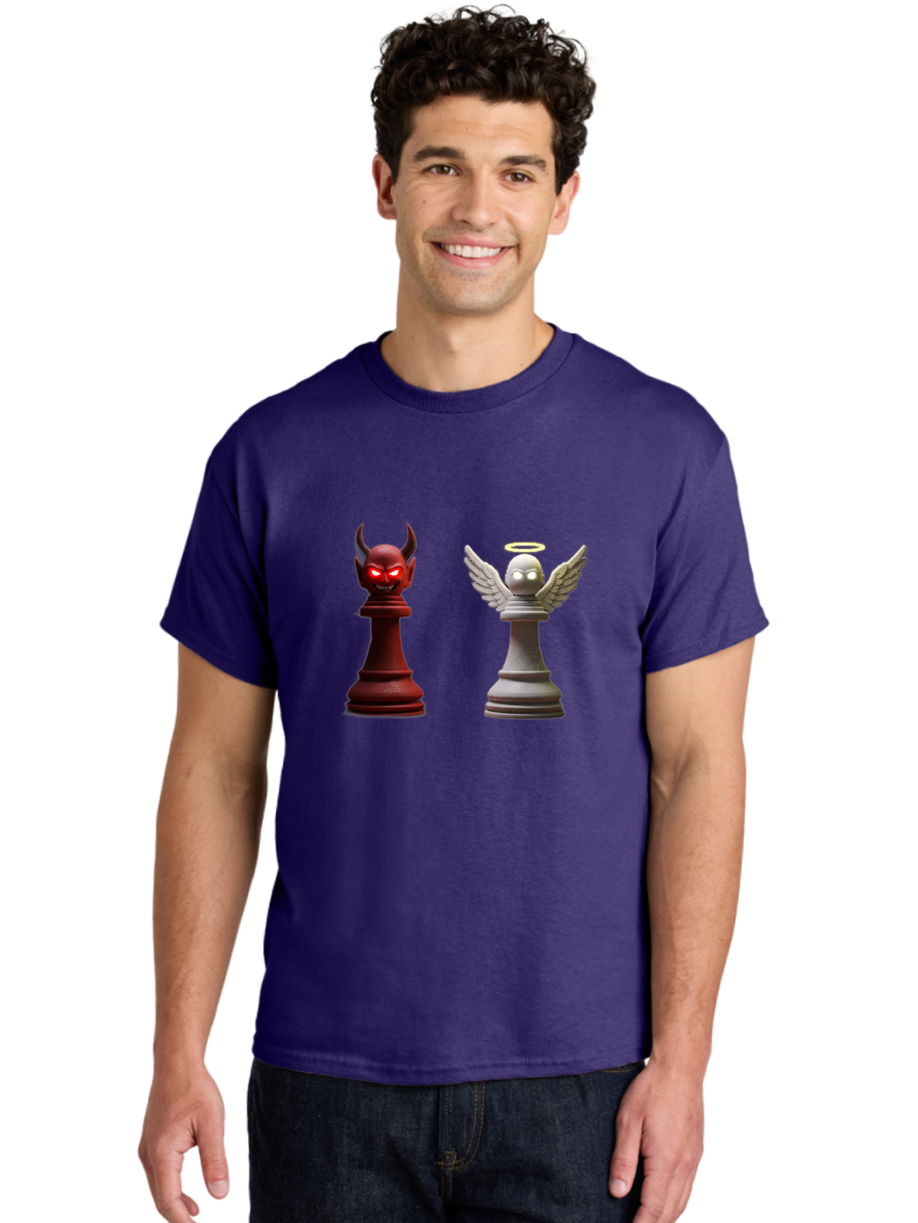 Devil-And-Angel-Chess-Pieces Men'S Graphic Tee, 100% Cotton, Comfortable Casual Summer Wear, Machine Washable, Vintage Camera, Old Camera, Antique Camera, Black Camera, Classic Photography, Photography Equipment, Nostalgic Device, Film Camera, Bah898