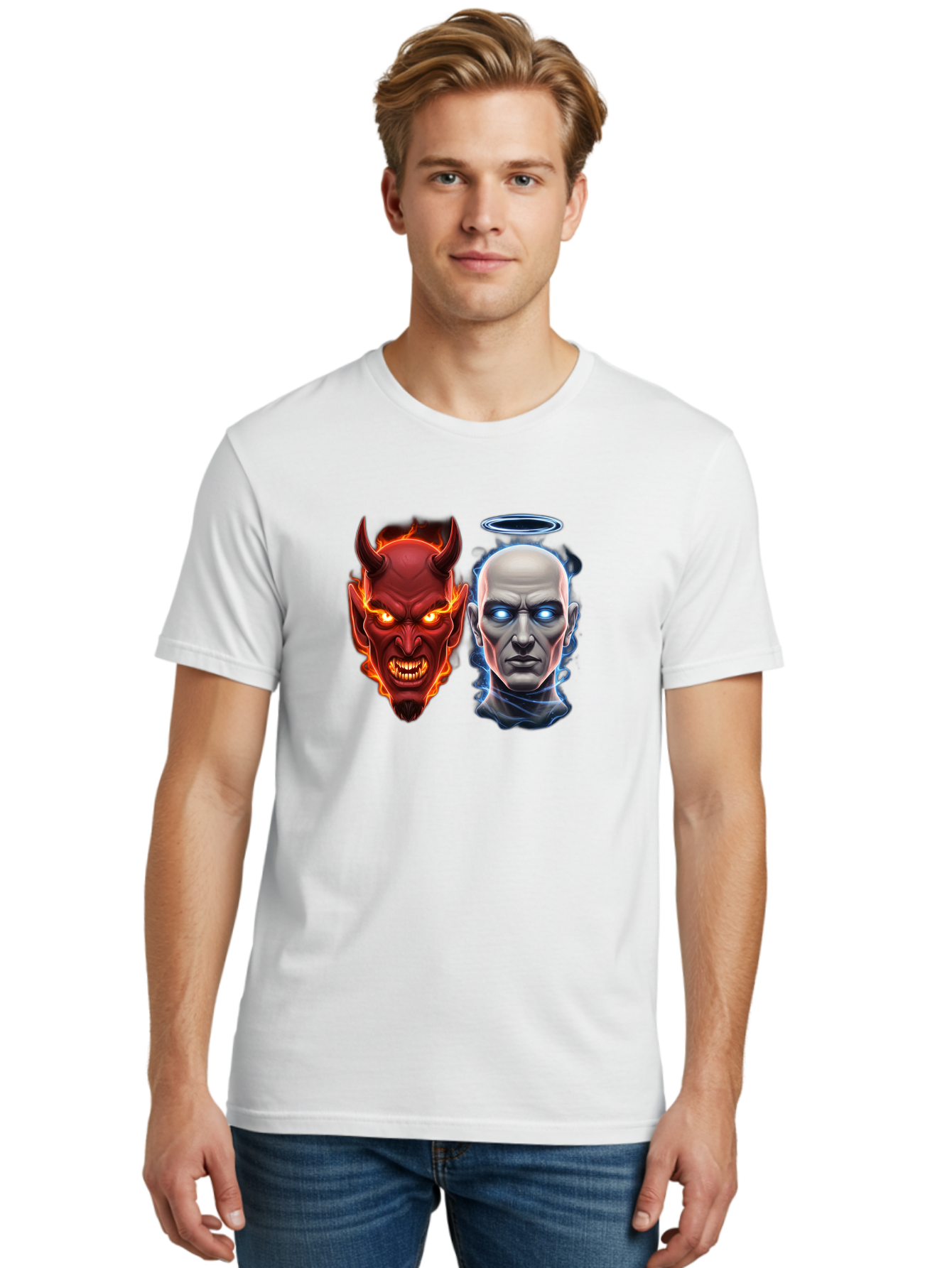 Devil-And-Angel Men'S Graphic Tee, 100% Cotton, Comfortable Casual Summer Wear, Machine Washable, Vintage Camera, Old Camera, Antique Camera, Black Camera, Classic Photography, Photography Equipment, Nostalgic Device, Film Camera, Camera Art Bah899