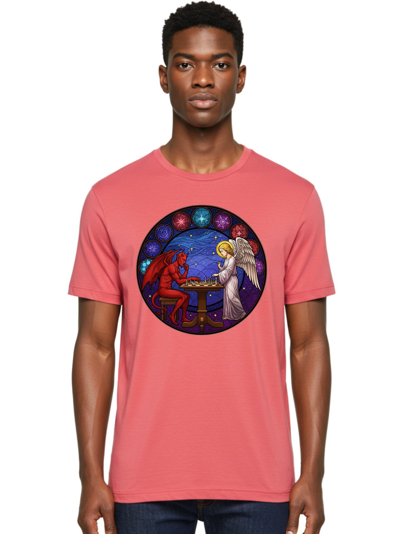 Devil-Vs-Angel-Chess Men'S Graphic Tee, 100% Cotton, Comfortable Casual Summer Wear, Machine Washable, Vintage Camera, Old Camera, Antique Camera, Black Camera, Classic Photography, Photography Equipment, Nostalgic Device, Film Camera, Bah905