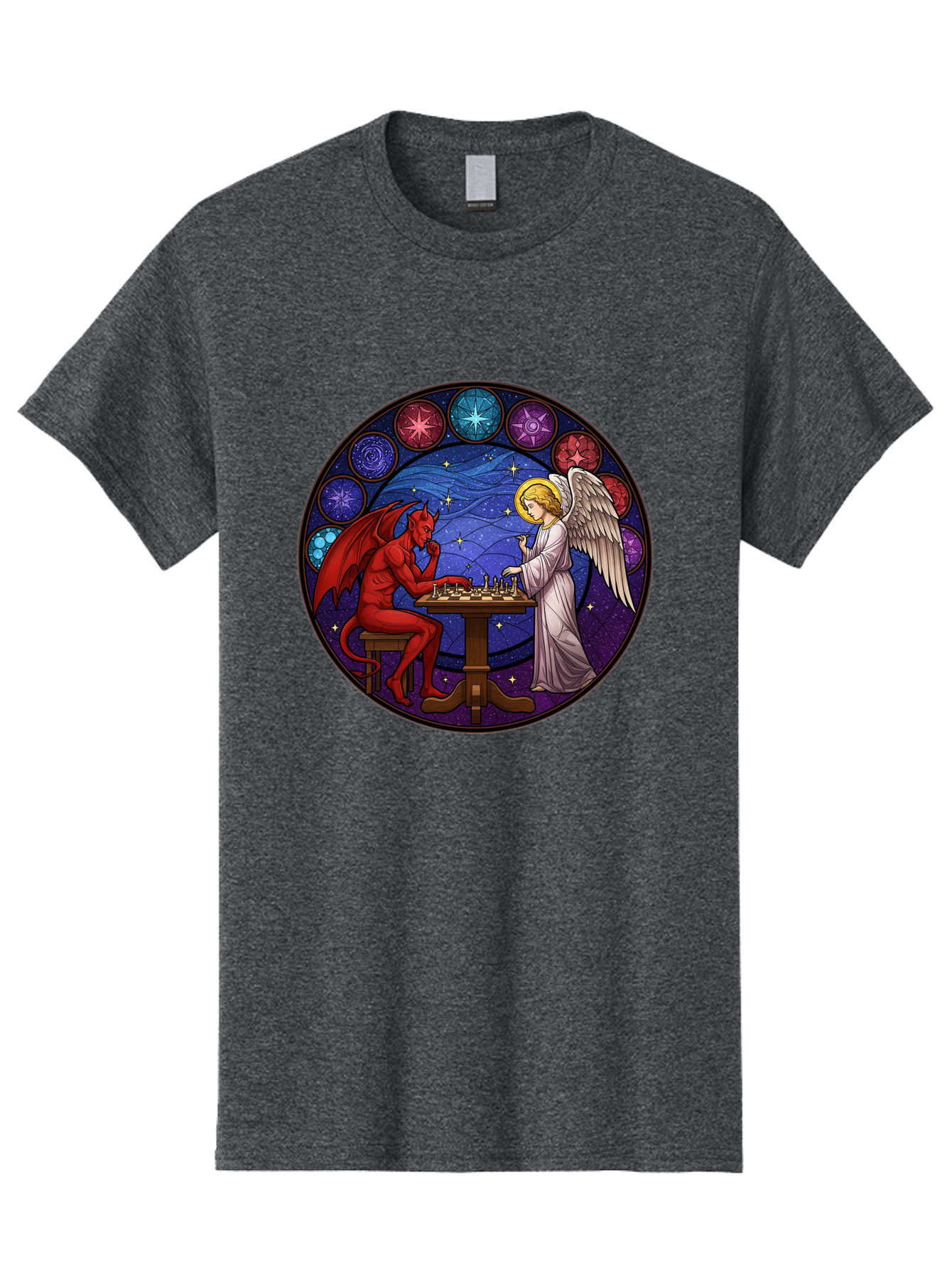 Devil-Vs-Angel-Chess Men'S Graphic Tee, 100% Cotton, Comfortable Casual Summer Wear, Machine Washable, Vintage Camera, Old Camera, Antique Camera, Black Camera, Classic Photography, Photography Equipment, Nostalgic Device, Film Camera, Bah905