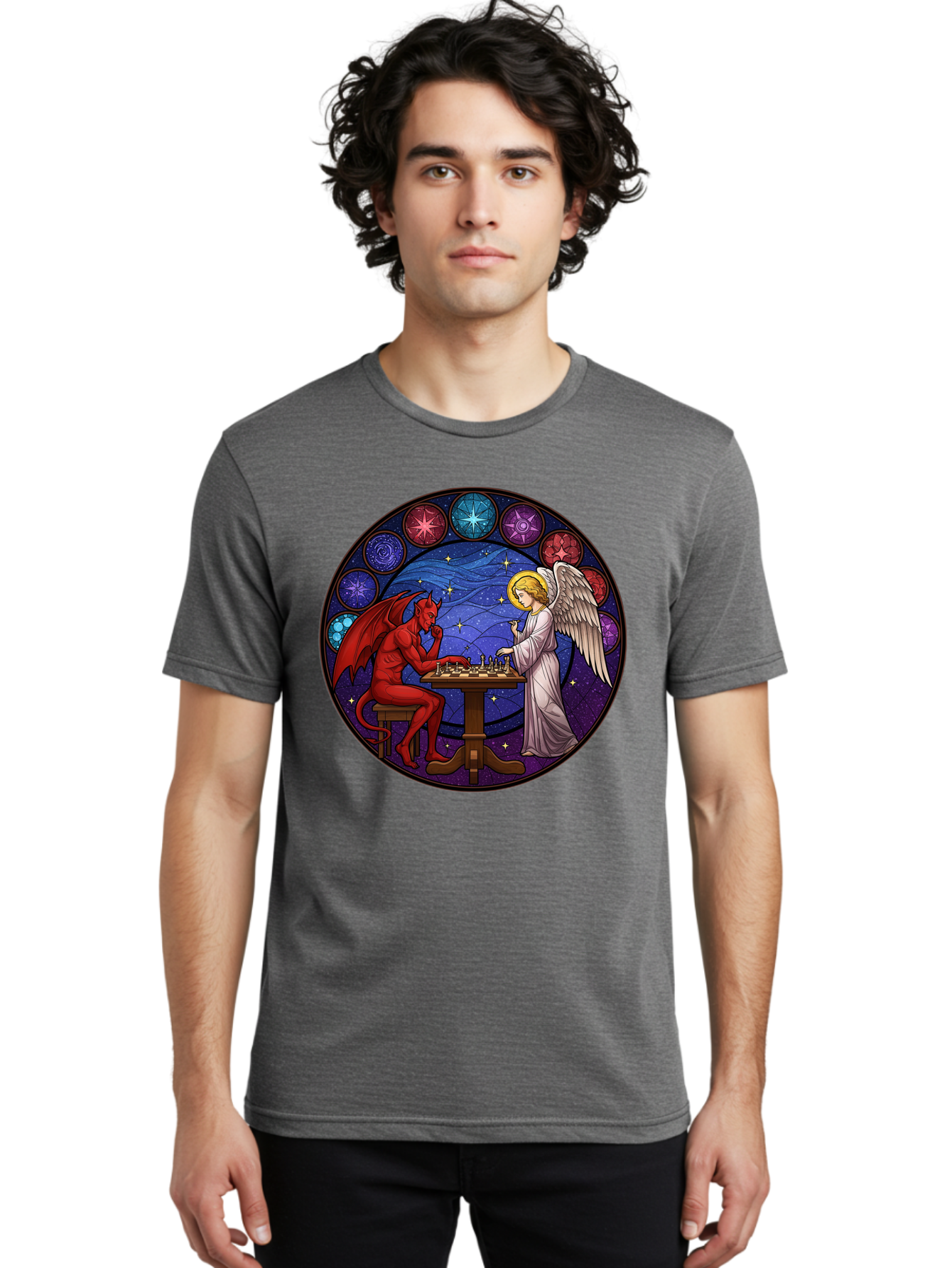 Devil-Vs-Angel-Chess Men'S Graphic Tee, 100% Cotton, Comfortable Casual Summer Wear, Machine Washable, Vintage Camera, Old Camera, Antique Camera, Black Camera, Classic Photography, Photography Equipment, Nostalgic Device, Film Camera, Bah905