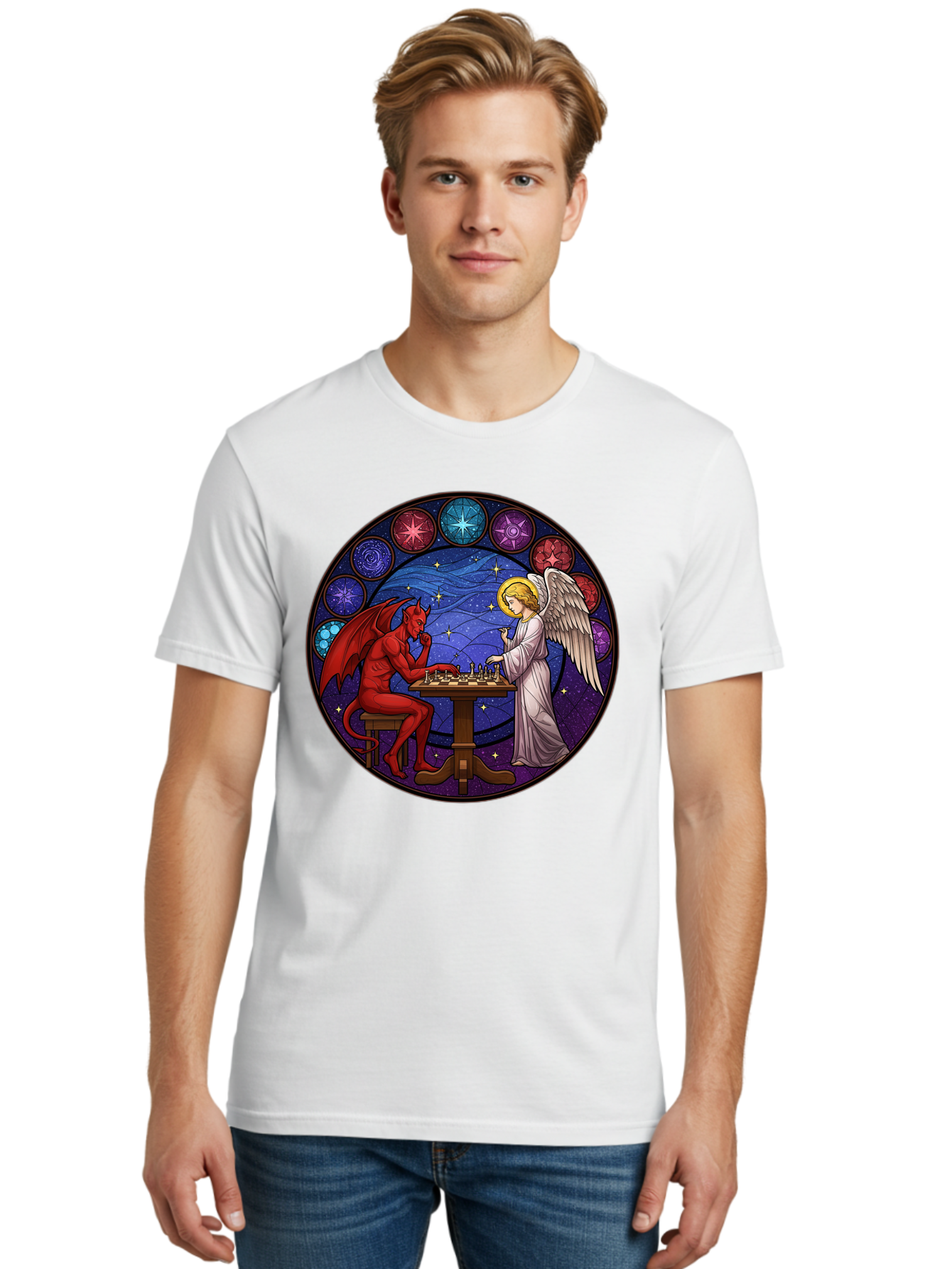 Devil-Vs-Angel-Chess Men'S Graphic Tee, 100% Cotton, Comfortable Casual Summer Wear, Machine Washable, Vintage Camera, Old Camera, Antique Camera, Black Camera, Classic Photography, Photography Equipment, Nostalgic Device, Film Camera, Bah905